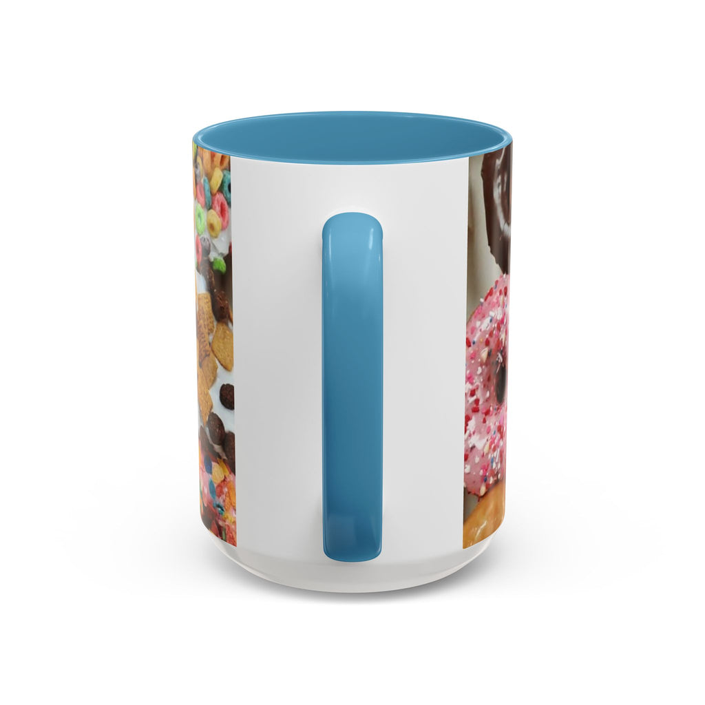 Donut Lover Accent Coffee Mug — Color Inside Rim & Handle, Photo-Print Assorted Donuts (11/15oz)