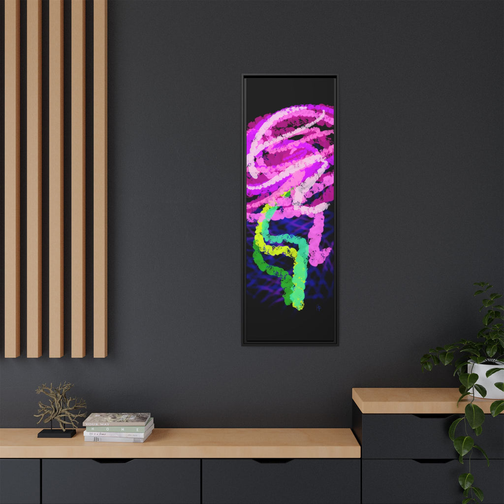 Framed Matte Canvas - Neon Rose Abstract Wall Art