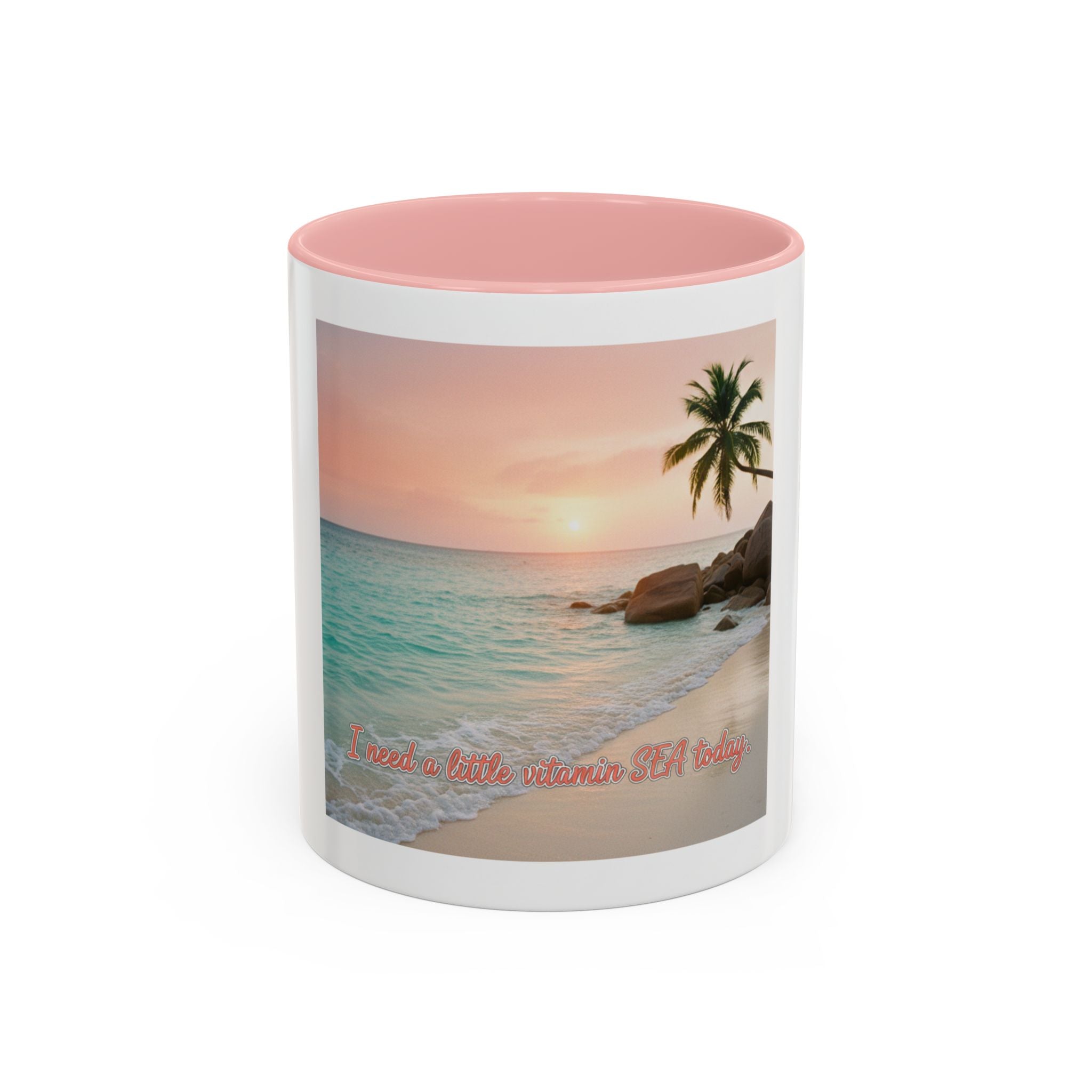 Tropical Beach Coffee Mug — Sunset Palm Ocean Accent Mug (11/15 oz)