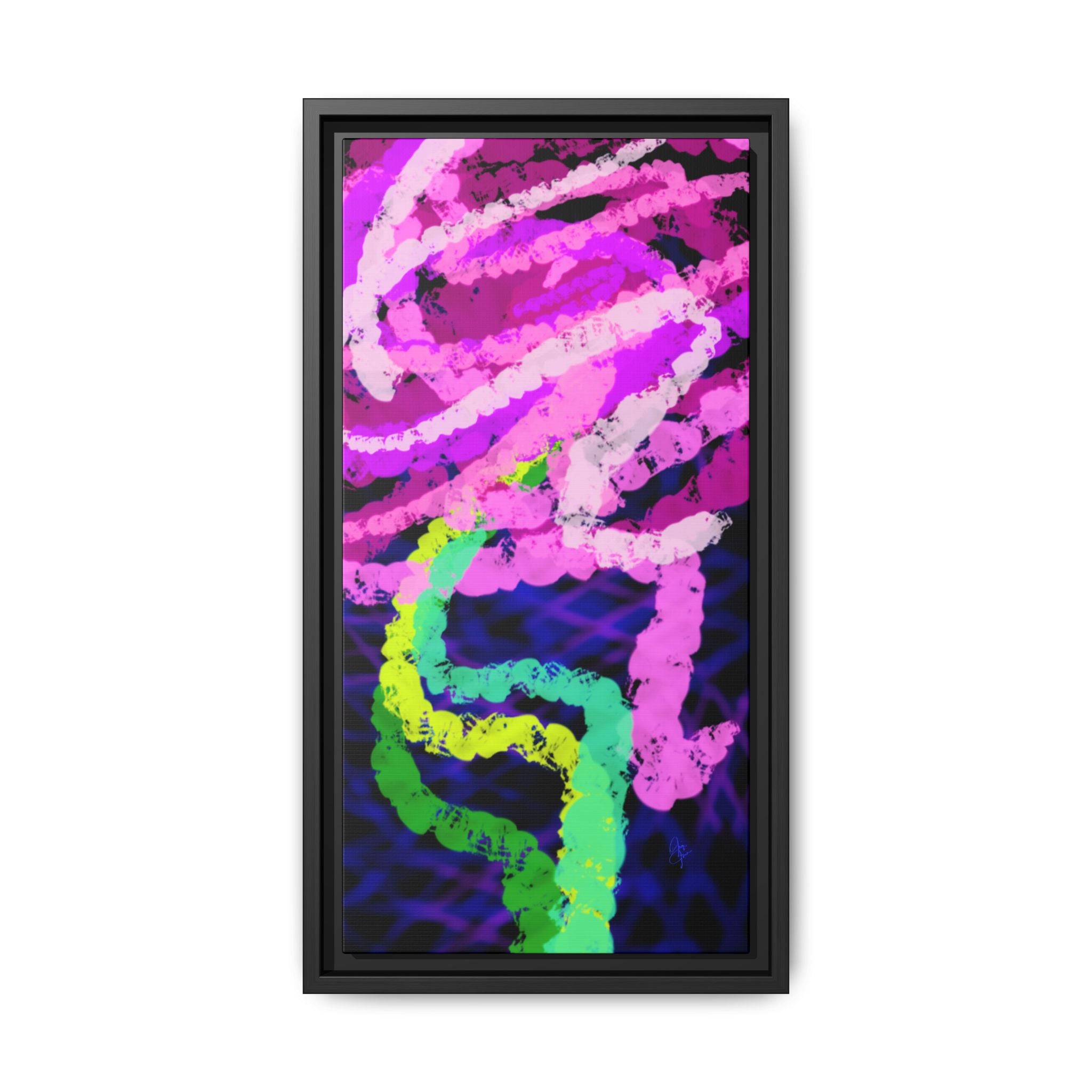 Framed Matte Canvas - Neon Rose Abstract Wall Art