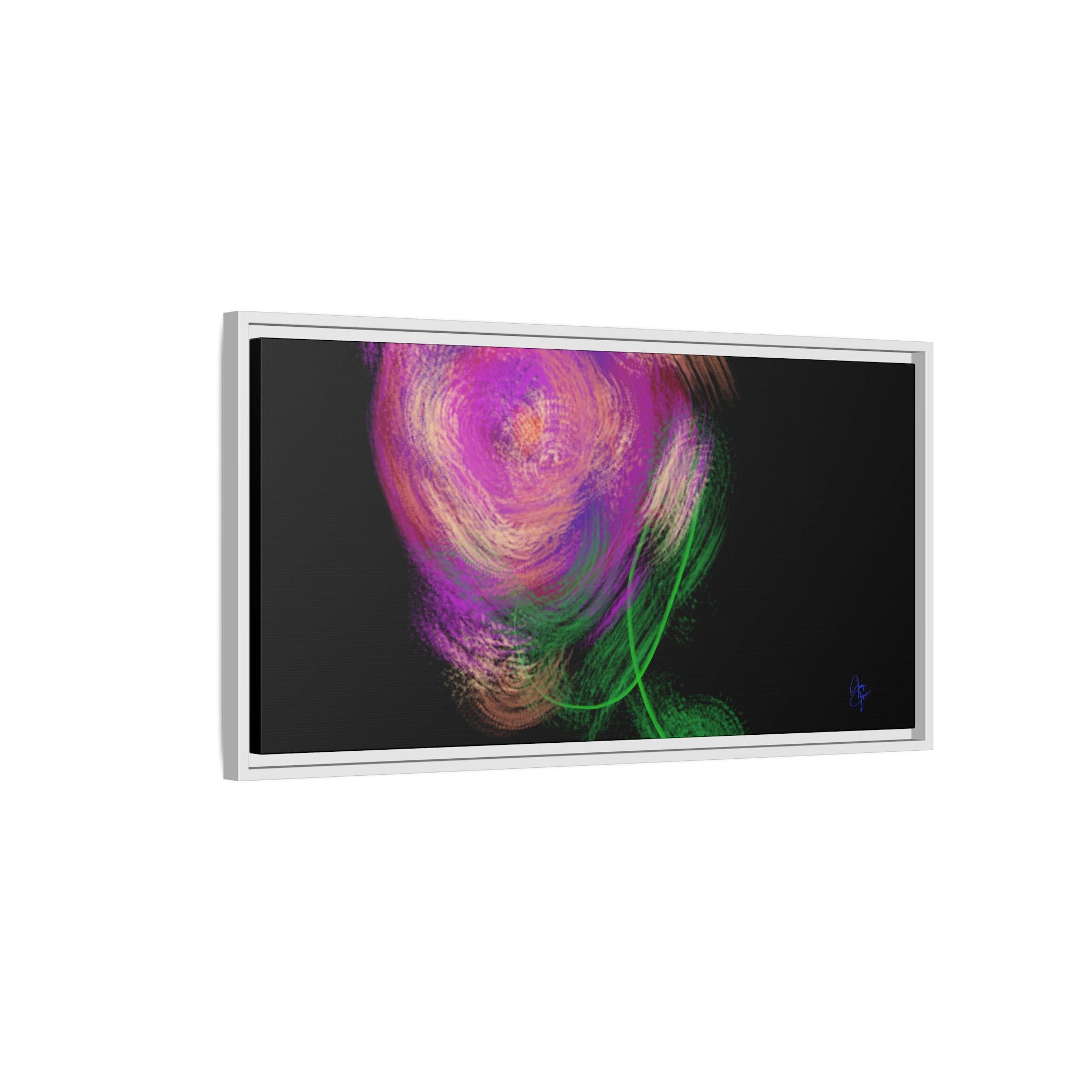 Abstract Rose Swirl Matte Framed Canvas — Multicolor Floral Wall Art