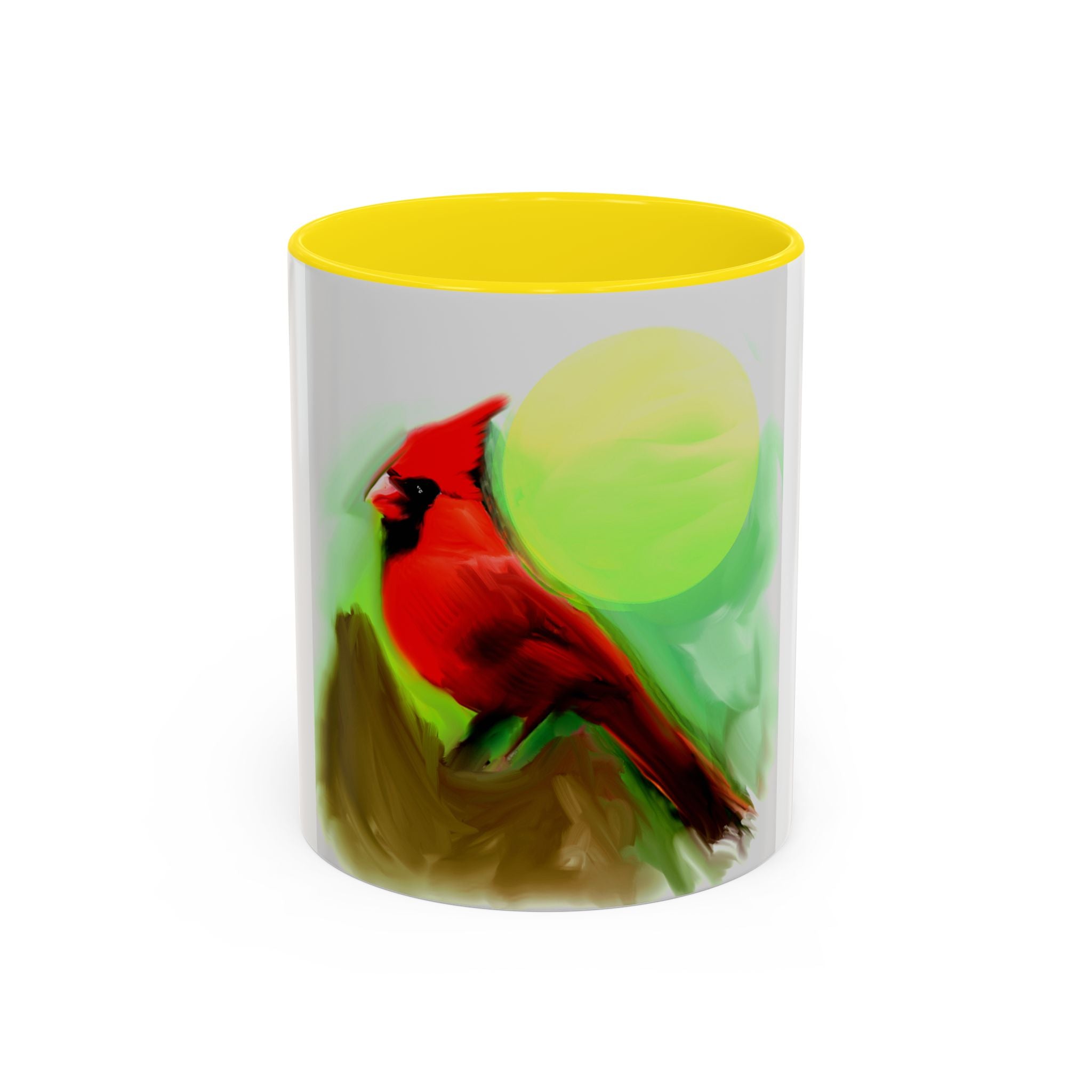 Cardinal Bird Accent Coffee Mug — Red Cardinal Sunrise Art Ceramic Mug (11/15 oz)
