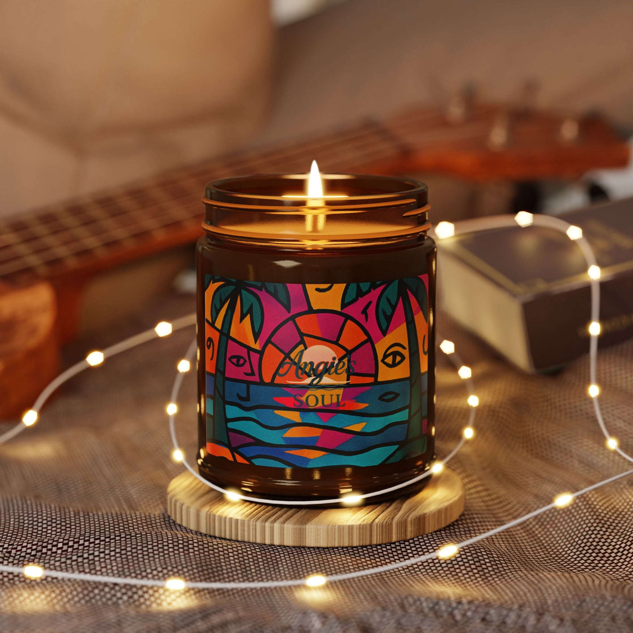 Tropical Sunset Soy Candle — Scented Amber Jar (Multi-Size)