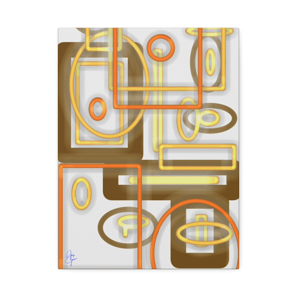 Abstract Geometric Art Canvas - Midcentury Shapes in Warm Gold & Rust
