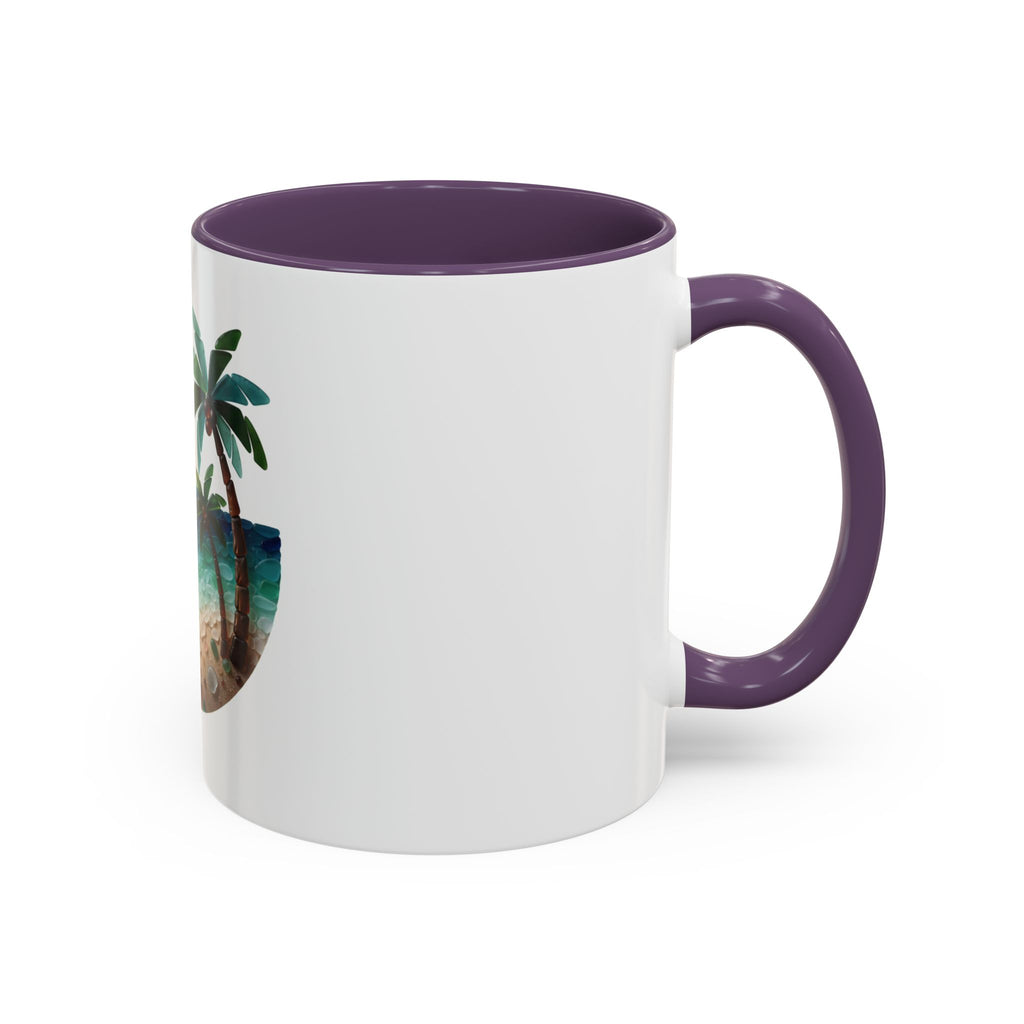 Sunset Beach Coffee Mug — Tropical Palm Ocean Sunrise Accent Mug (11/15oz)