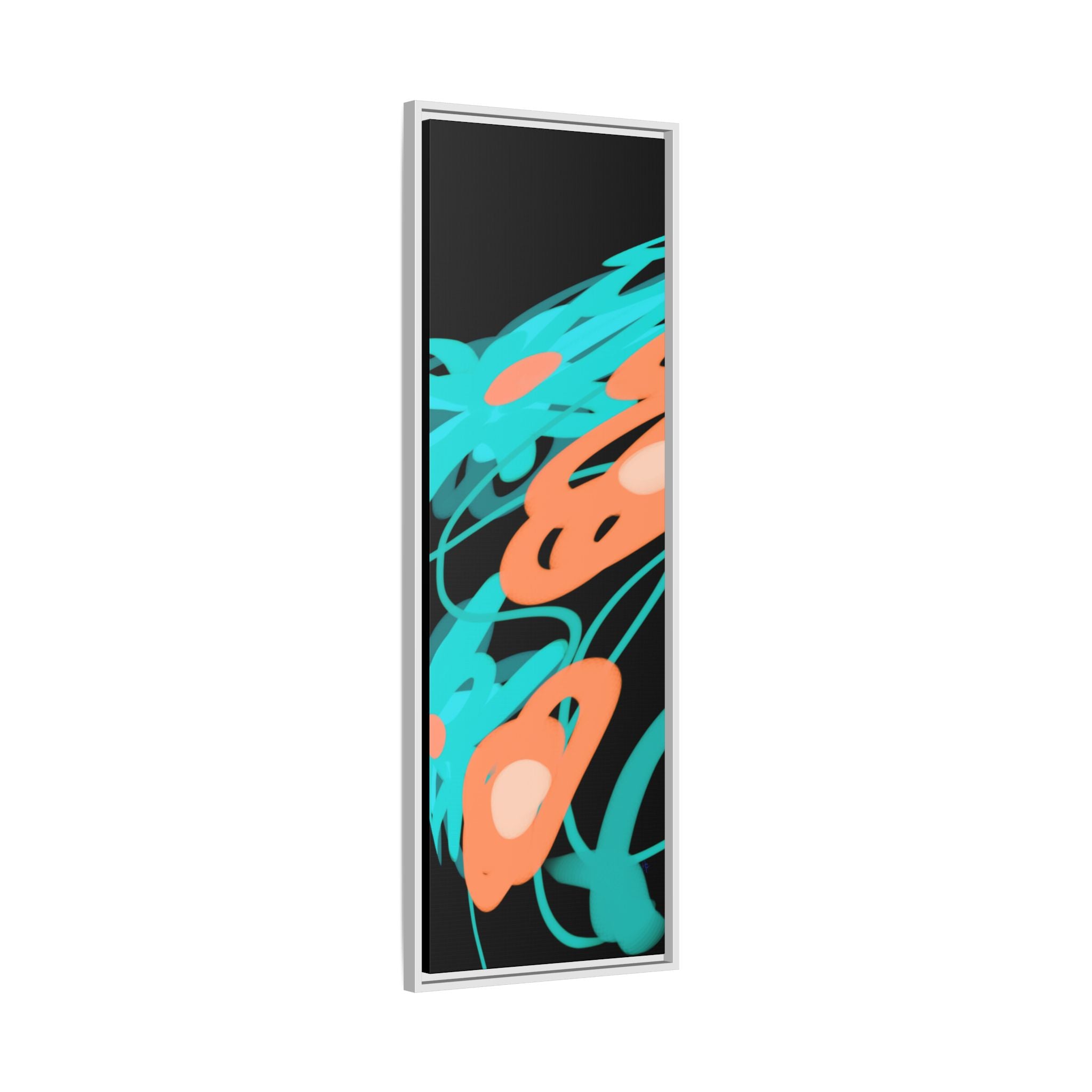 Abstract Teal & Coral Splash Framed Canvas