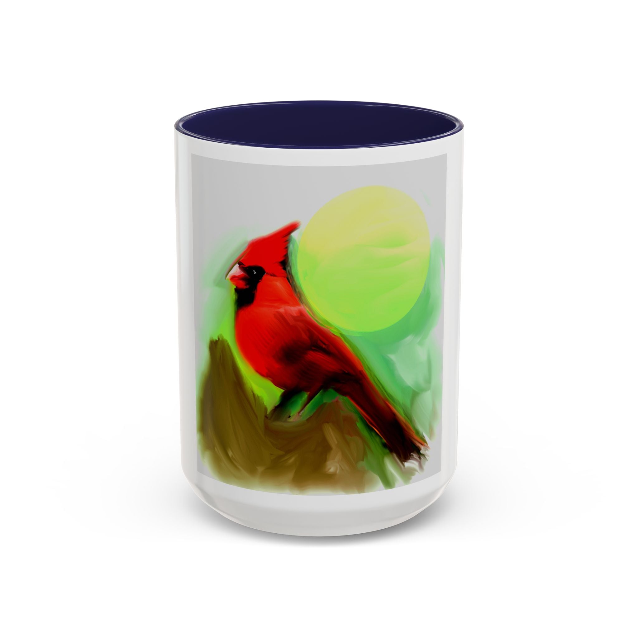 Cardinal Bird Accent Coffee Mug — Red Cardinal Sunrise Art Ceramic Mug (11/15 oz)