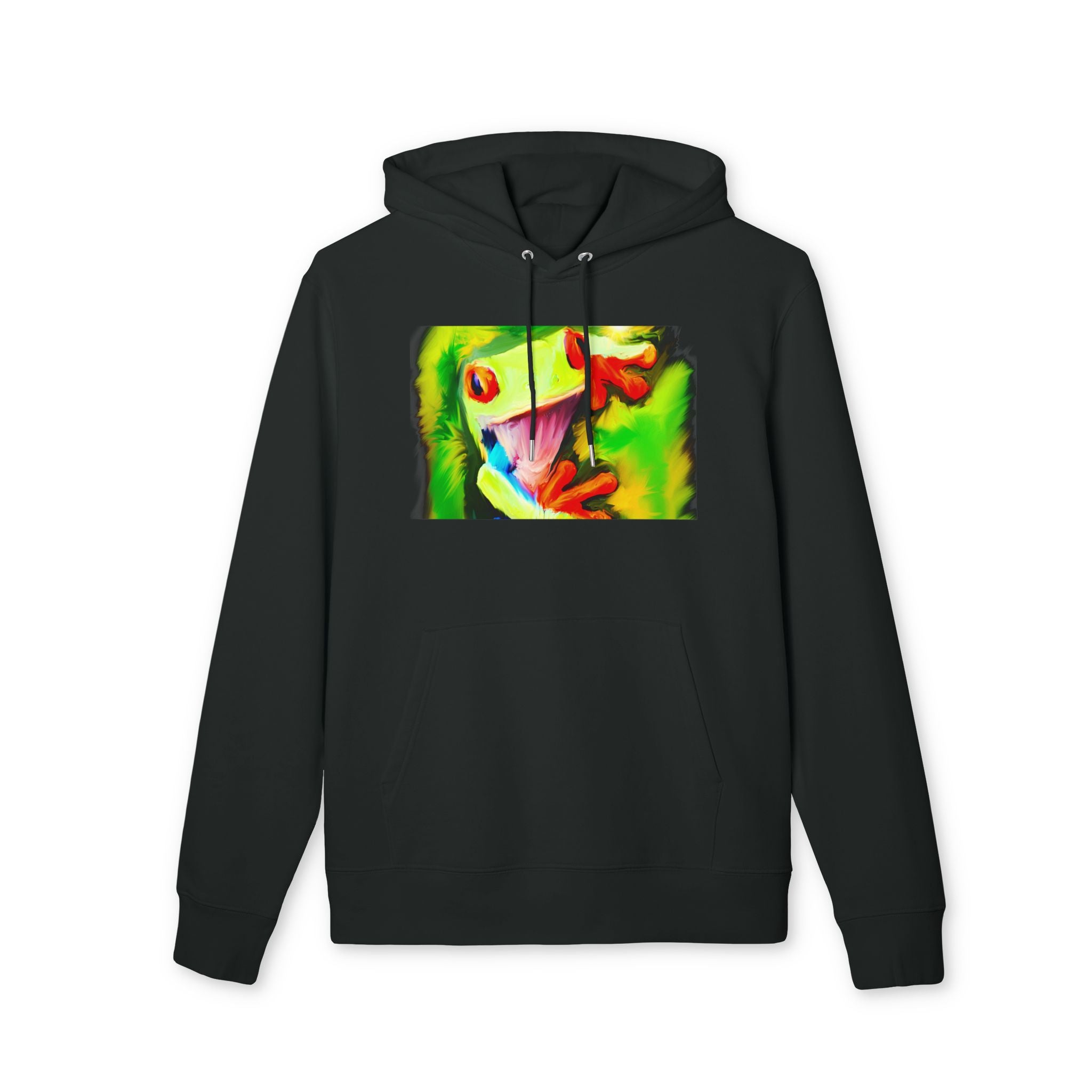 Tropical Red-Eyed Tree Frog Hoodie — Colorful Wildlife Graphic Pullover