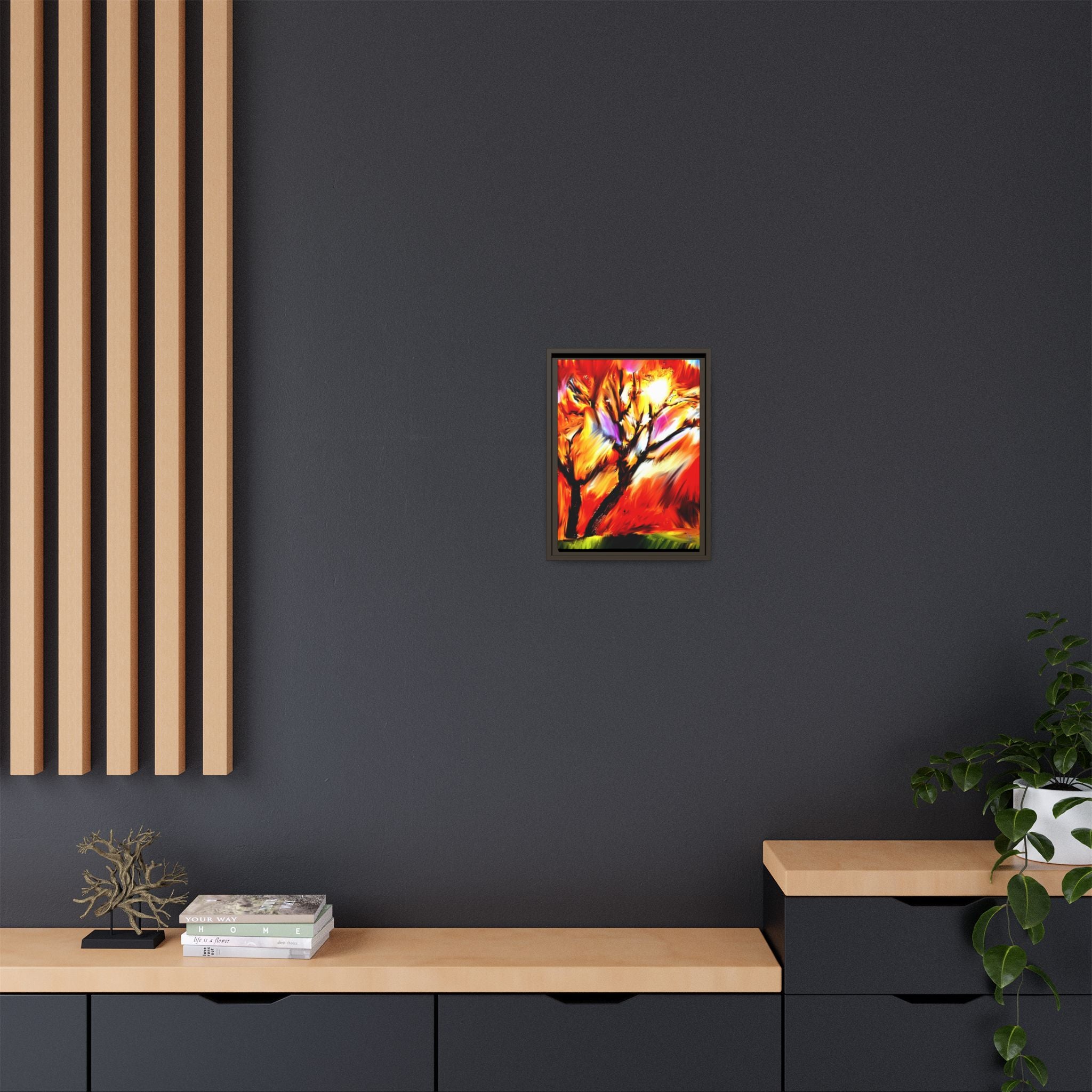 Framed Matte Canvas Print — Vibrant Tree Landscape