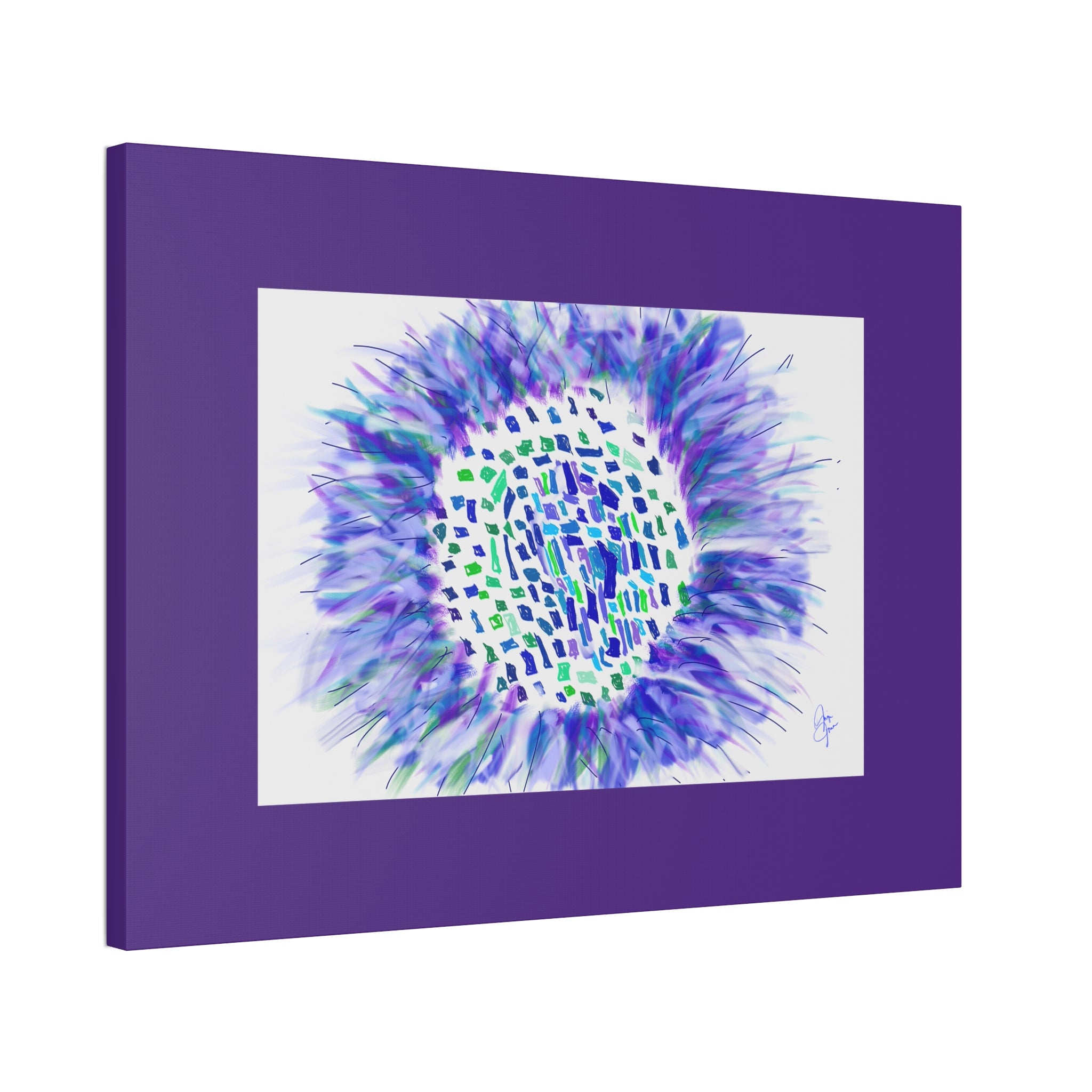 Abstract Blue-Purple Burst Canvas Stretched Art