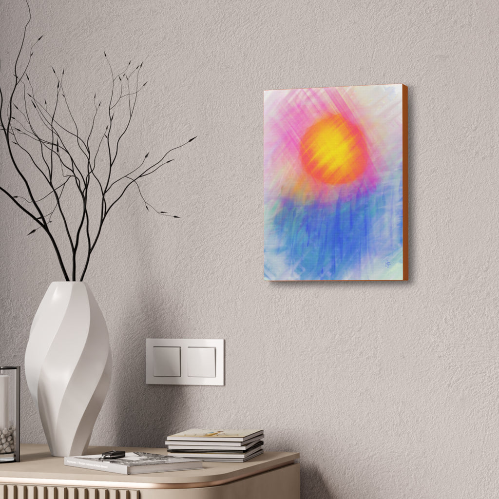 Abstract Sunrise Canvas Art - Vibrant Pink & Orange Sun Stretched Canvas