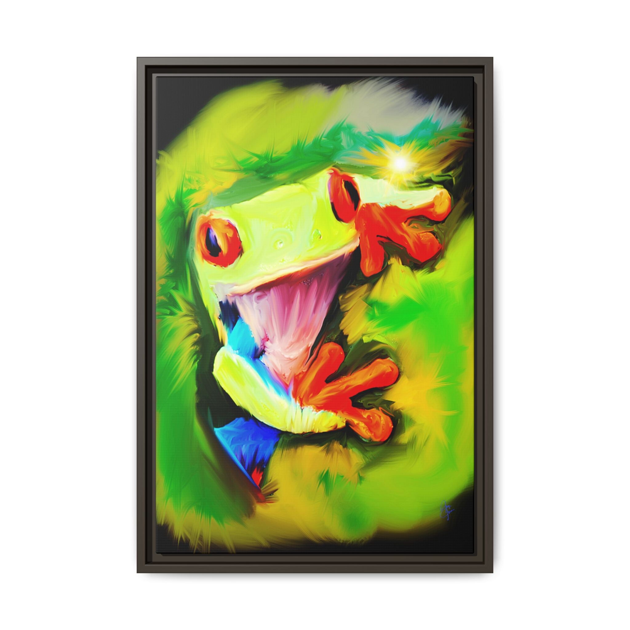 Colorful Tree Frog Matte Canvas Print — Framed Tropical Wall Art