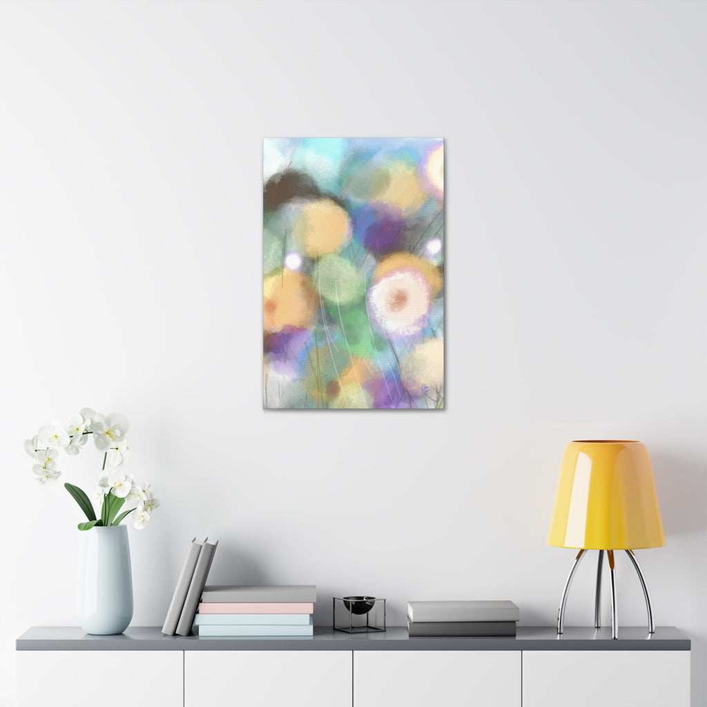 Floral Pastel Canvas Print — Dreamy Watercolor Dandelion Wall Art (1.5" Stretched)