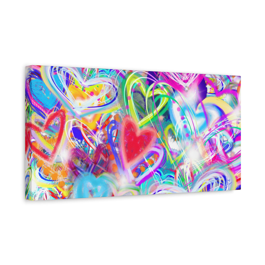 Colorful Heart Graffiti Matte Canvas
