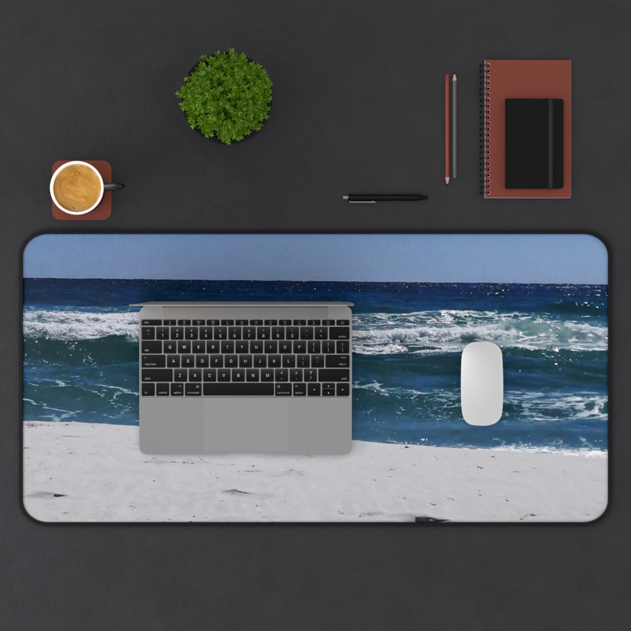 Ocean Beach Desk Mat – Coastal Waves Mouse Pad for Home Office
