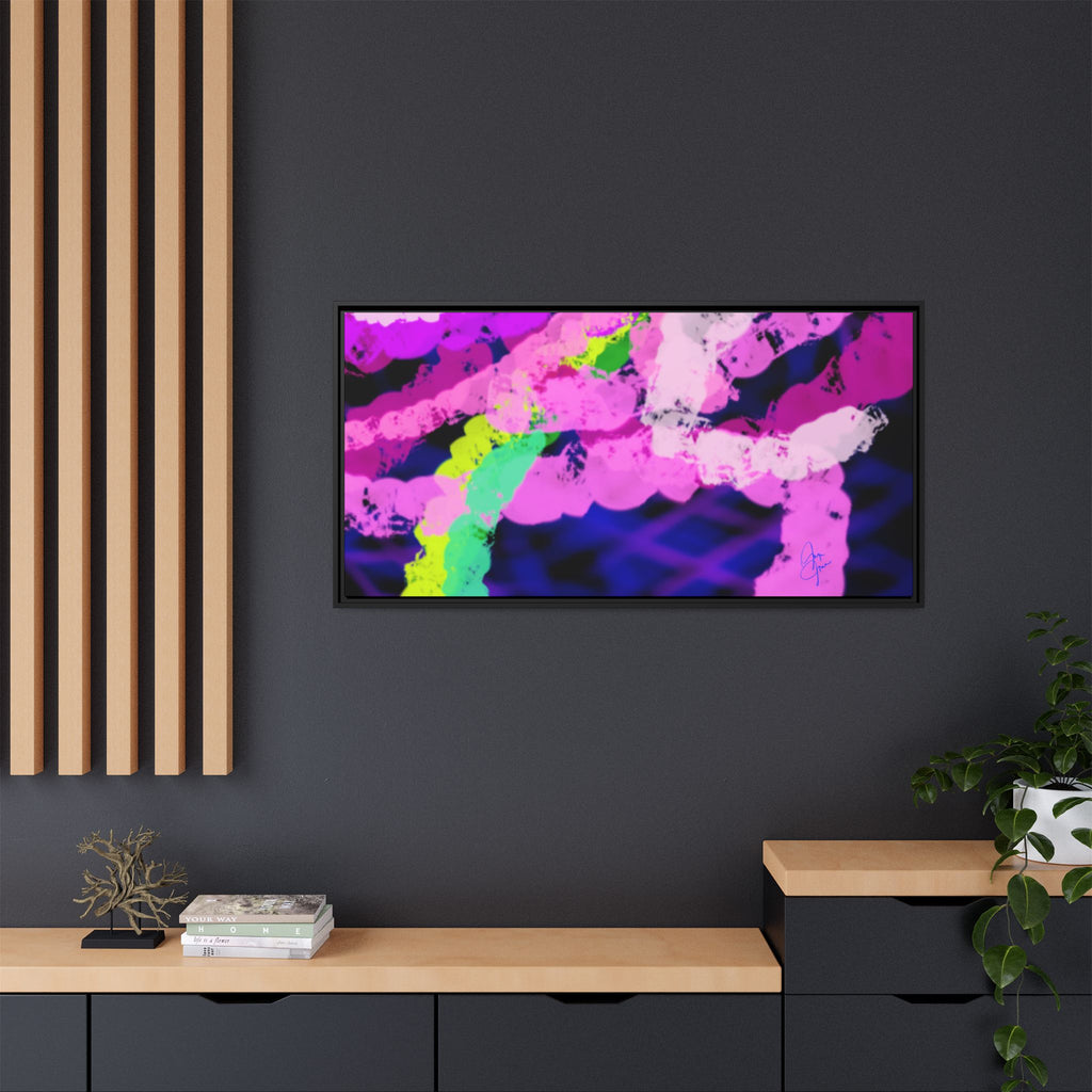 Framed Matte Canvas - Neon Rose Abstract Wall Art