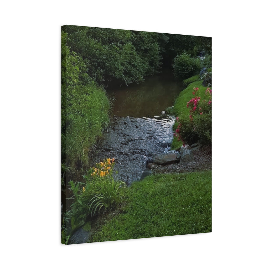Tranquil Stream Garden — Matte Stretched Canvas Wall Art