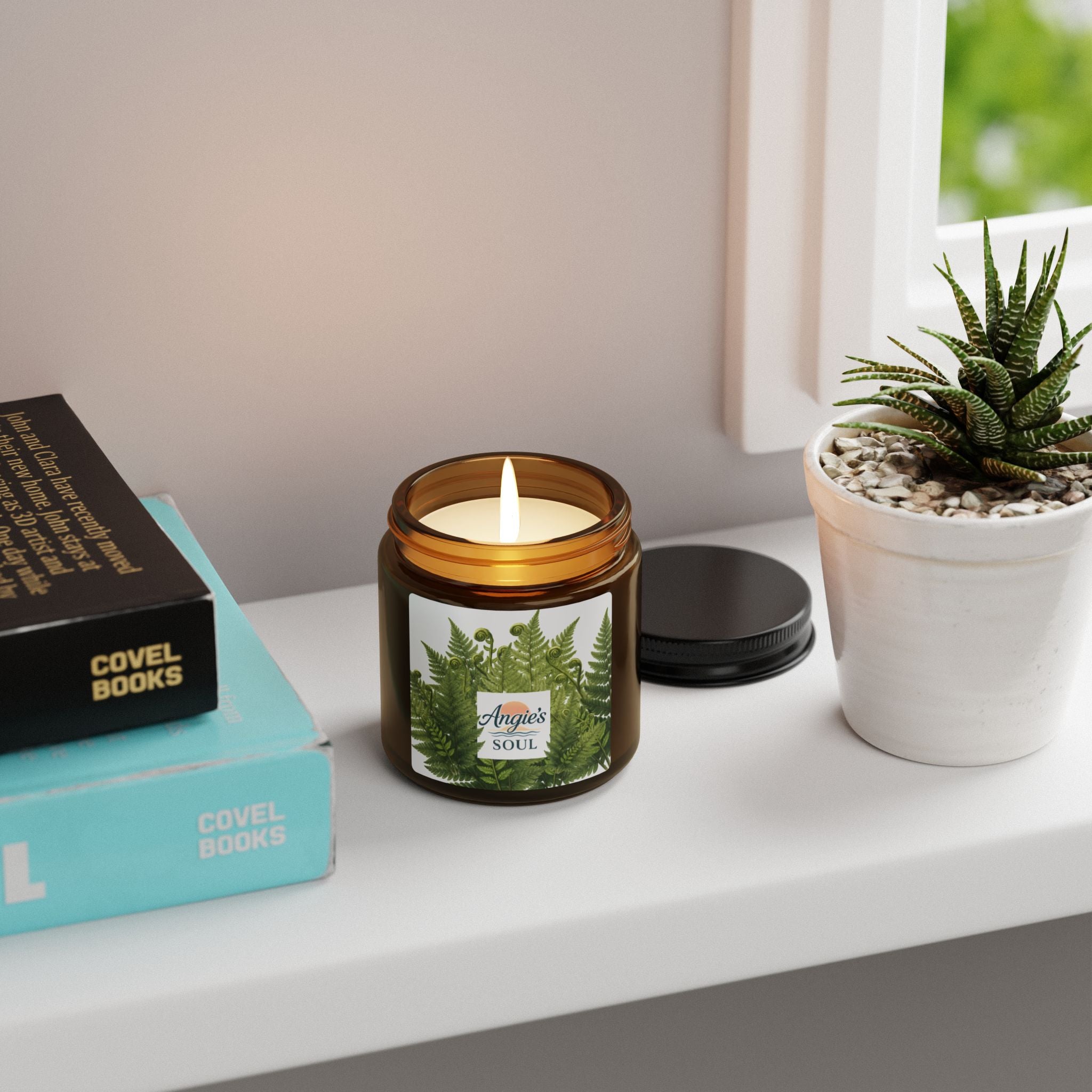 Fern & Fresh Soy Candle — Amber Jar Scented Candle (Angie’s Soul)