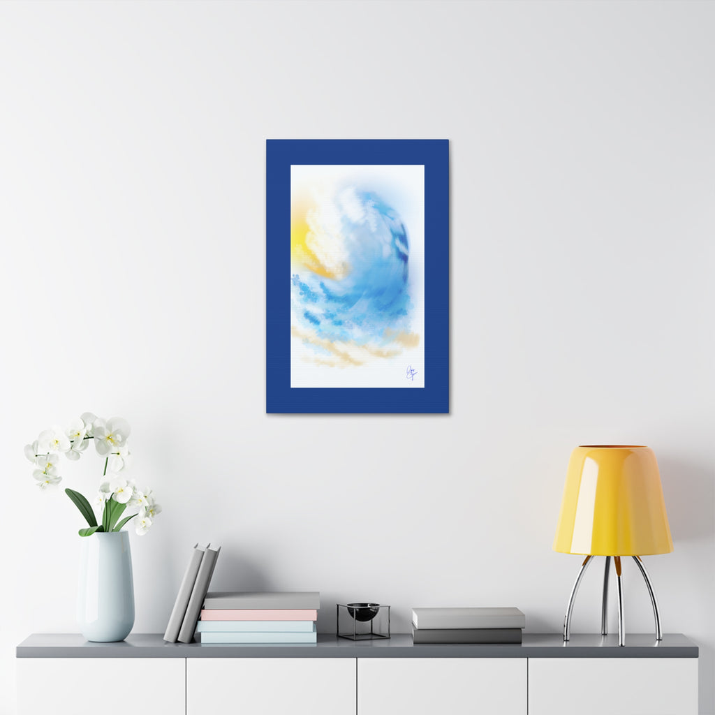Ocean Wave Canvas Print — Sunlit Blue Seascape Stretched Canvas