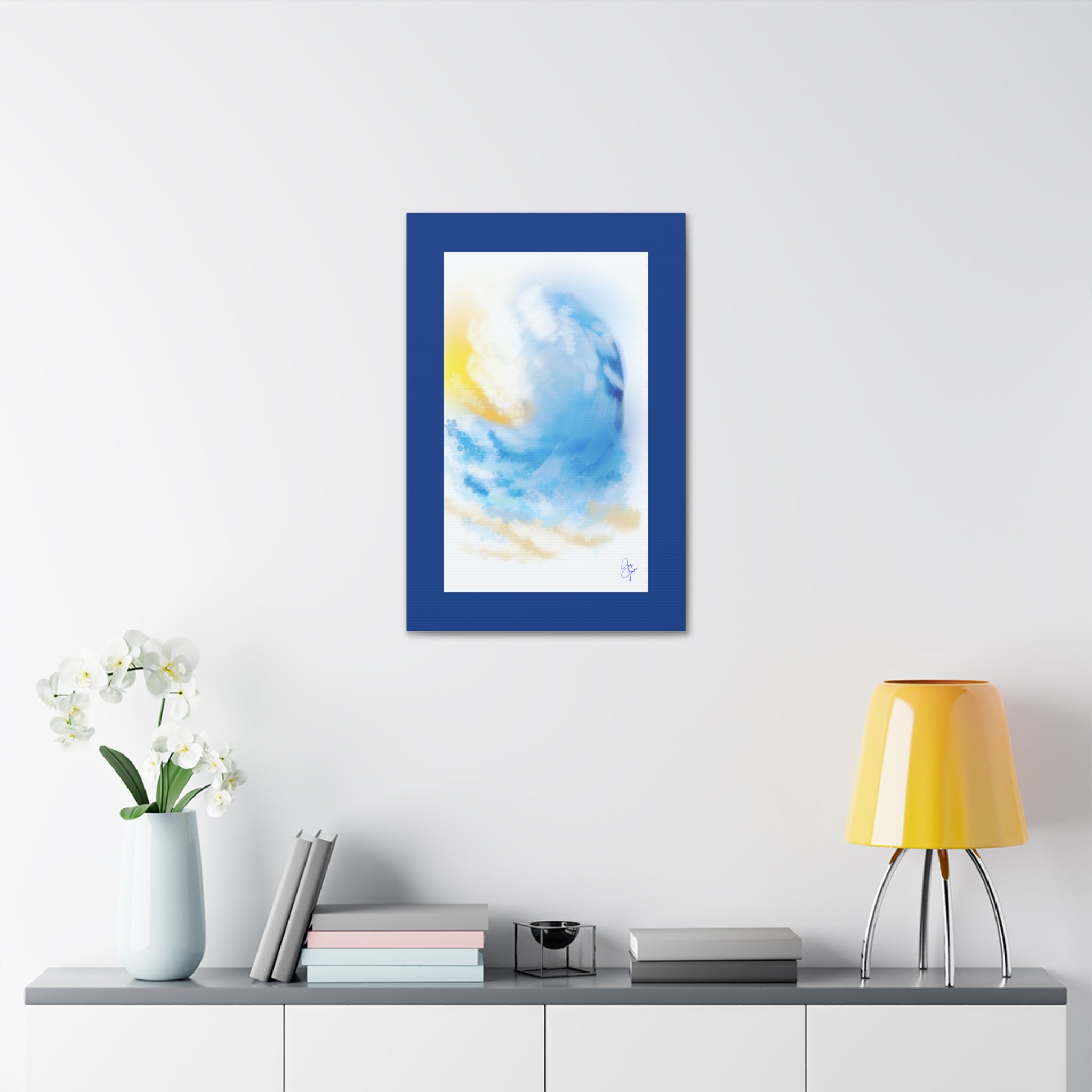 Ocean Wave Canvas Print — Sunlit Blue Seascape Stretched Canvas