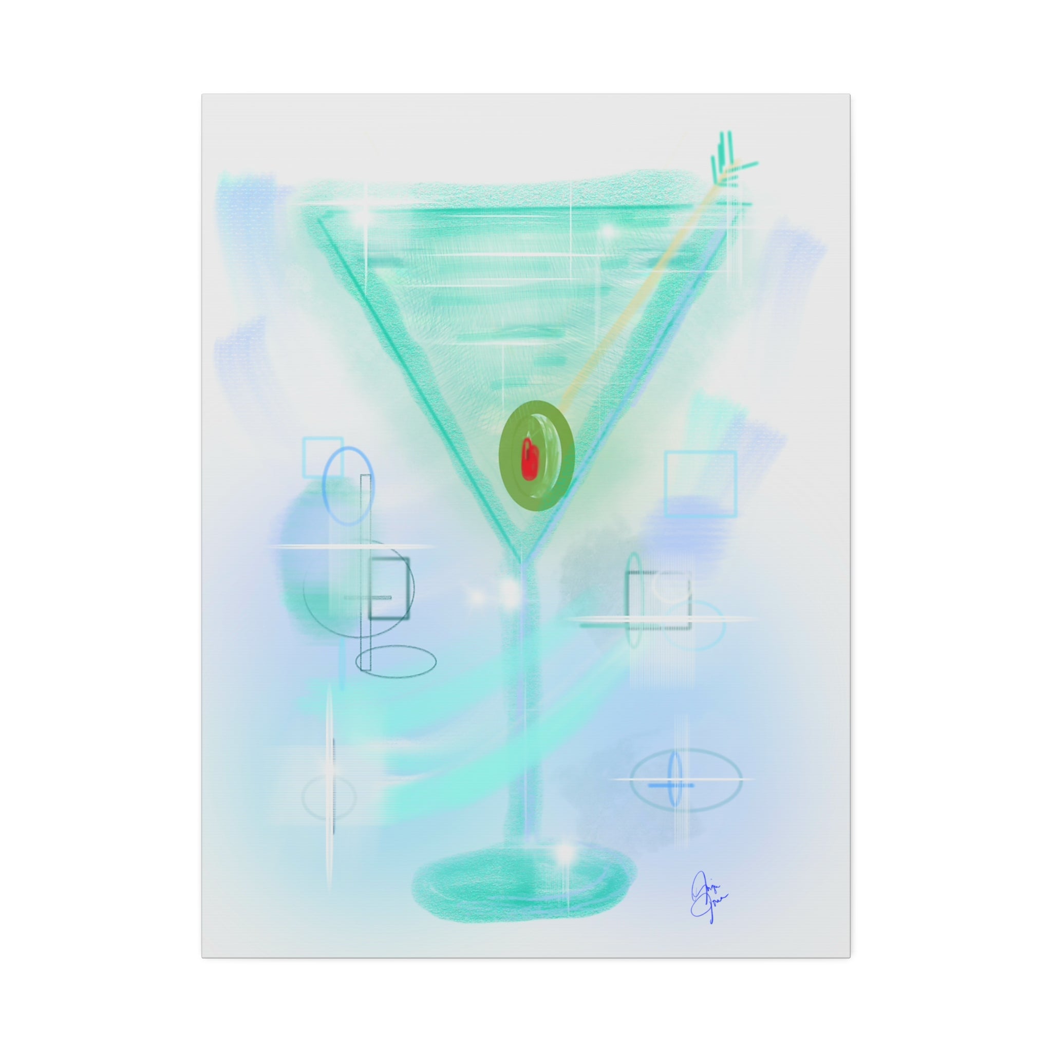 Martini Olive Canvas Print — Retro Cocktail Wall Art