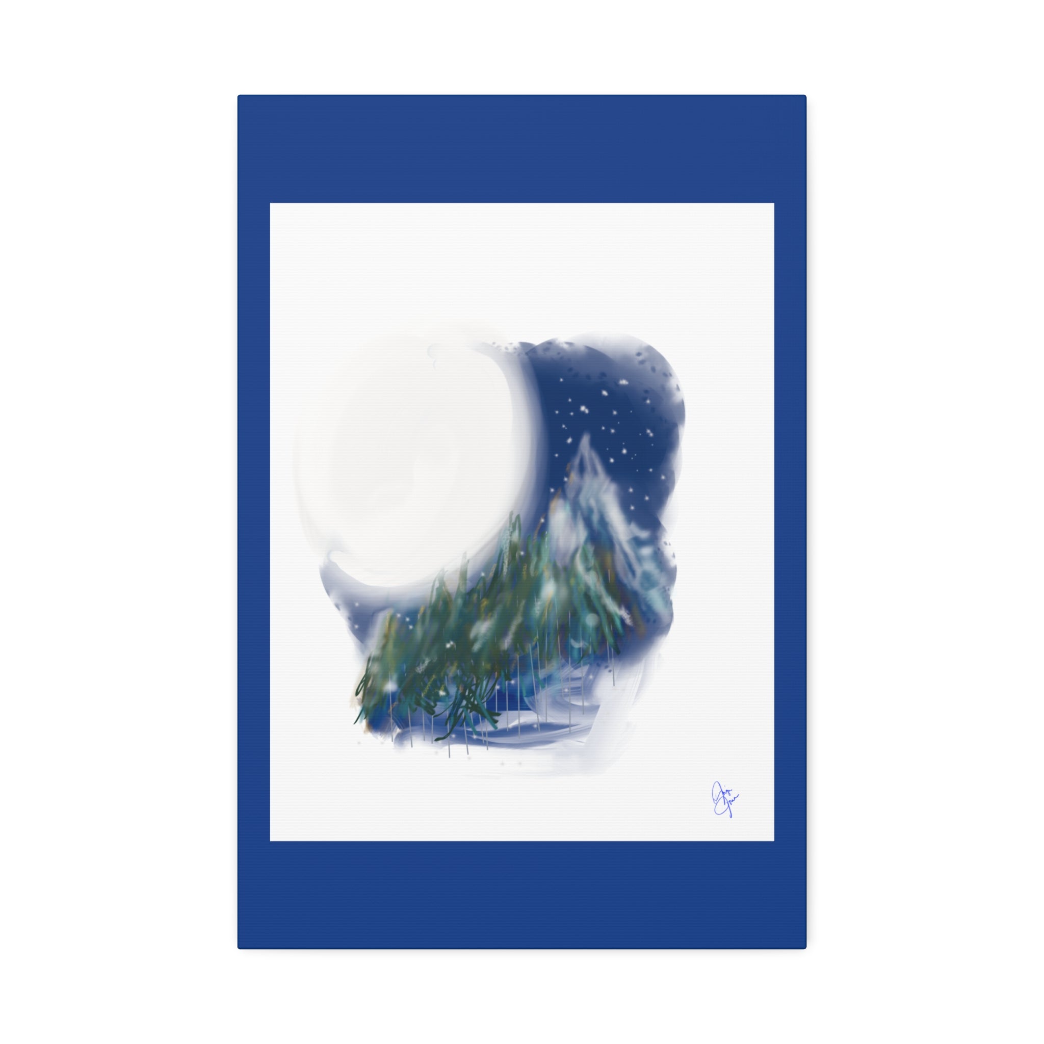 Moonlit Pine Forest Canvas Print — Stretched 1.5"