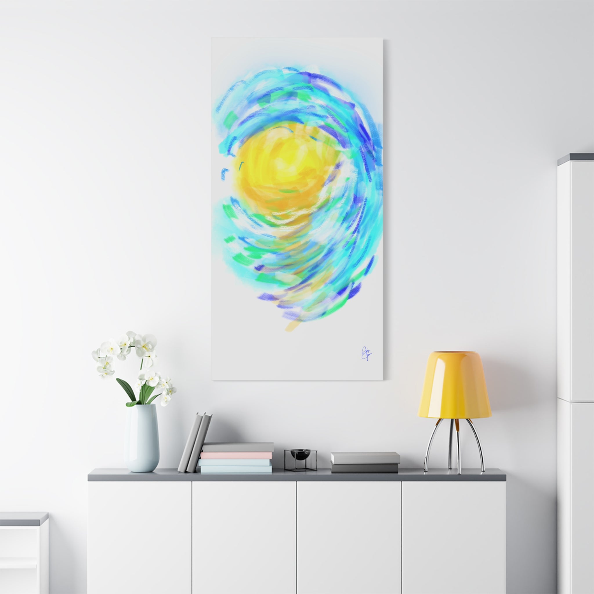 Abstract Sunburst Canvas Art — Vibrant Swirl Matte Stretched Canvas