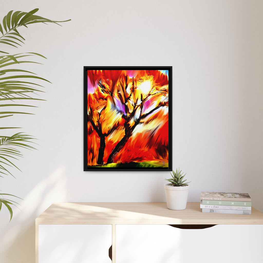Framed Matte Canvas Print — Vibrant Tree Landscape