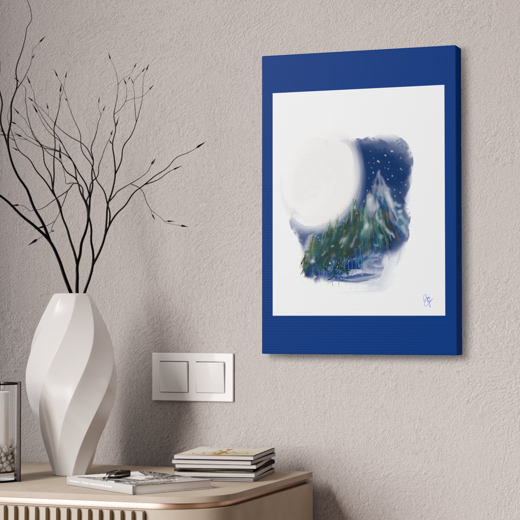 Moonlit Pine Forest Canvas Print — Stretched 1.5"