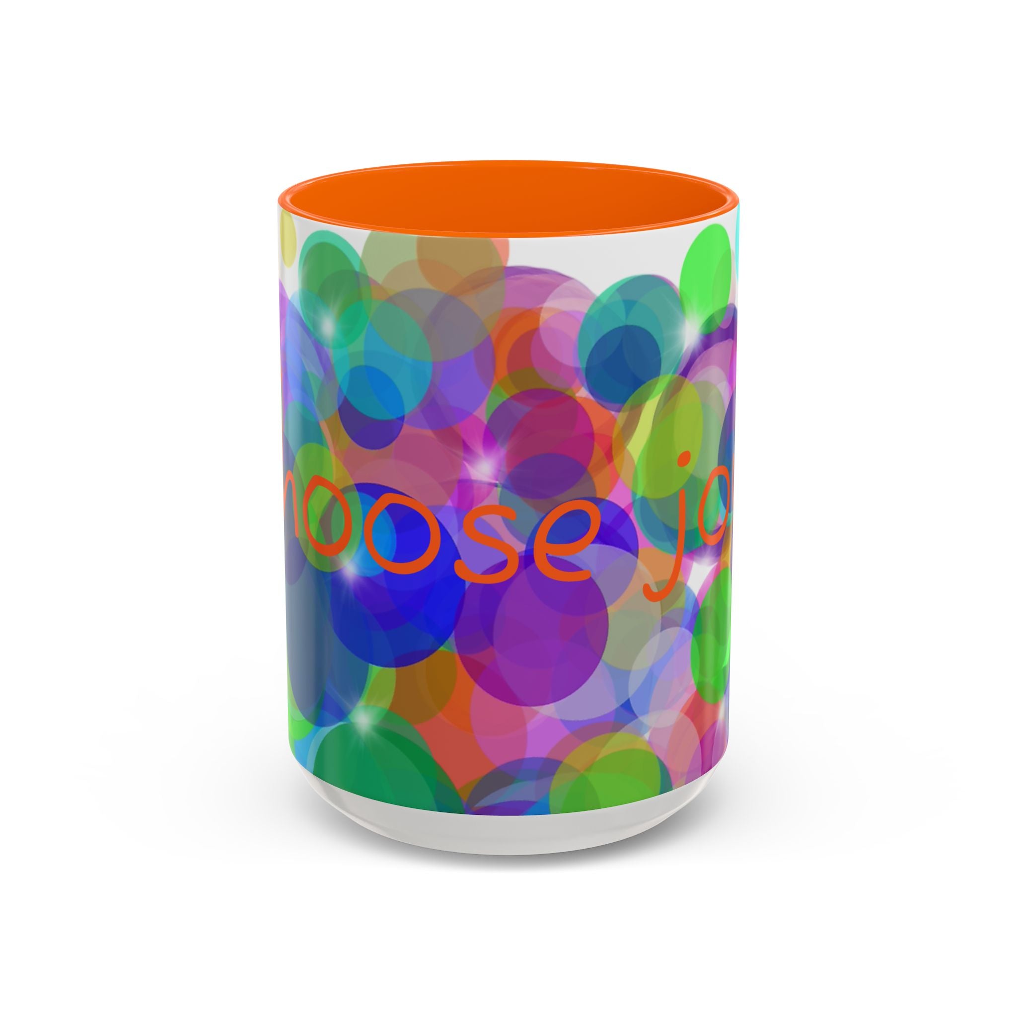 Colorful Bokeh "Choose Joy!" Accent Coffee Mug (11/15oz)
