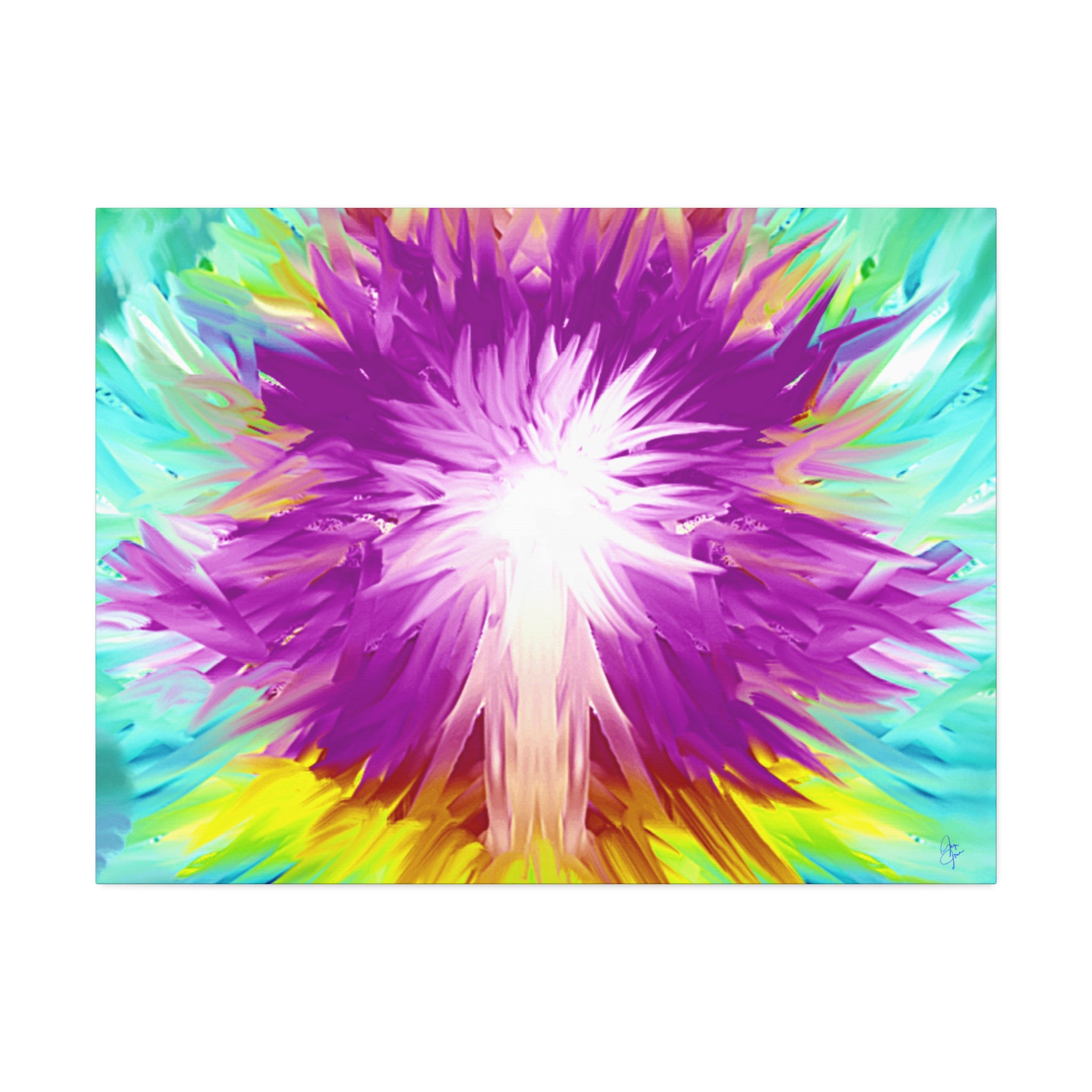 Abstract Radiant Burst Canvas - Vibrant Purple Floral Wall Art (Stretched 1.5")