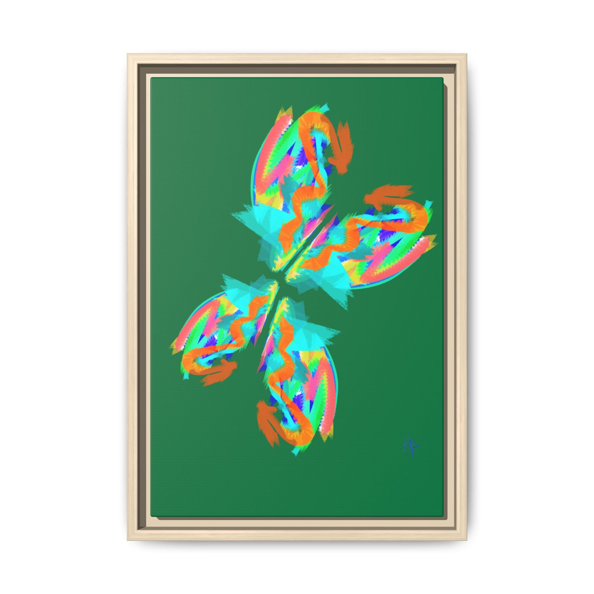 Framed Matte Canvas — Neon Abstract Butterfly Wall Art