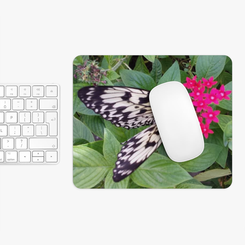 Butterfly on Pink Flower Mouse Pad – Nature Desk Mat for Garden Lovers