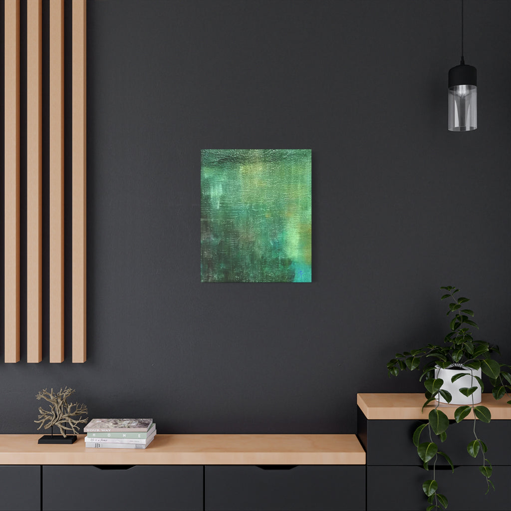 Emerald Abstract Matte Canvas Wall Art — Green Textured Stretched Canvas