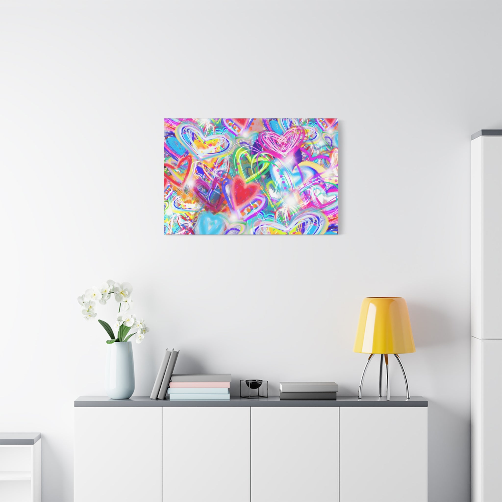 Colorful Heart Graffiti Matte Canvas