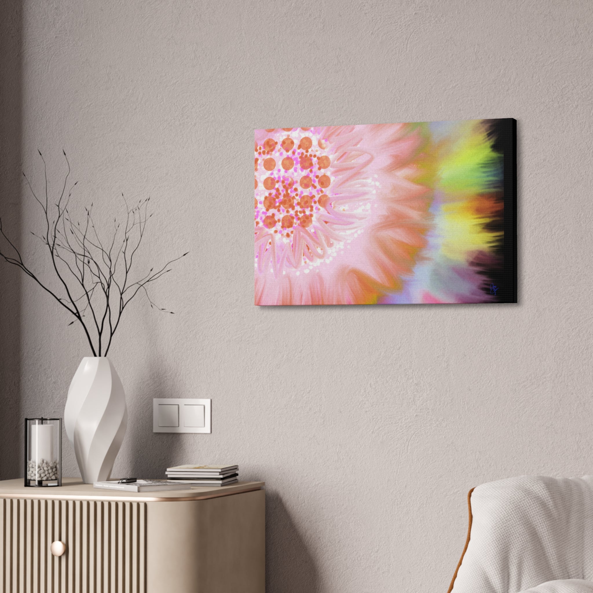 Abstract Floral Burst Canvas Stretched 1.5" — Colorful Sunflower Wall Art