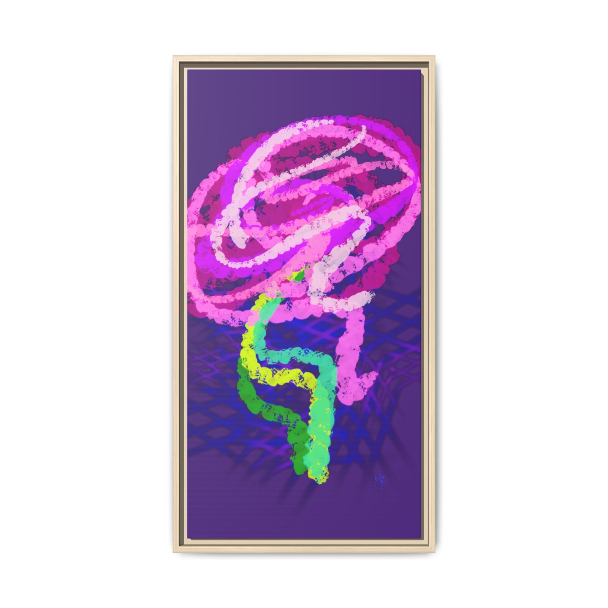 Framed Matte Canvas - Neon Rose Abstract Wall Art