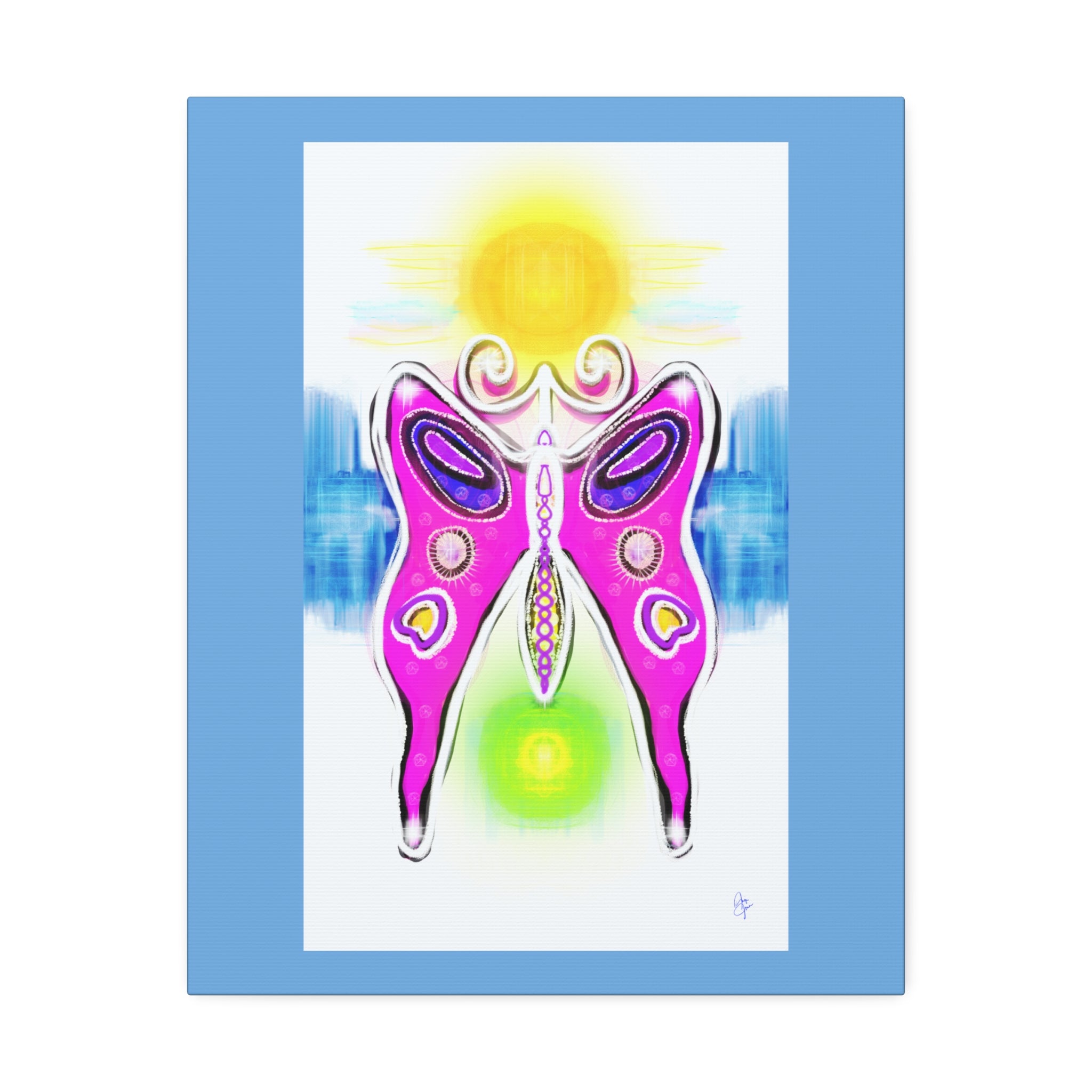 Abstract Pink Butterfly Canvas - Vibrant Stretched Wall Art