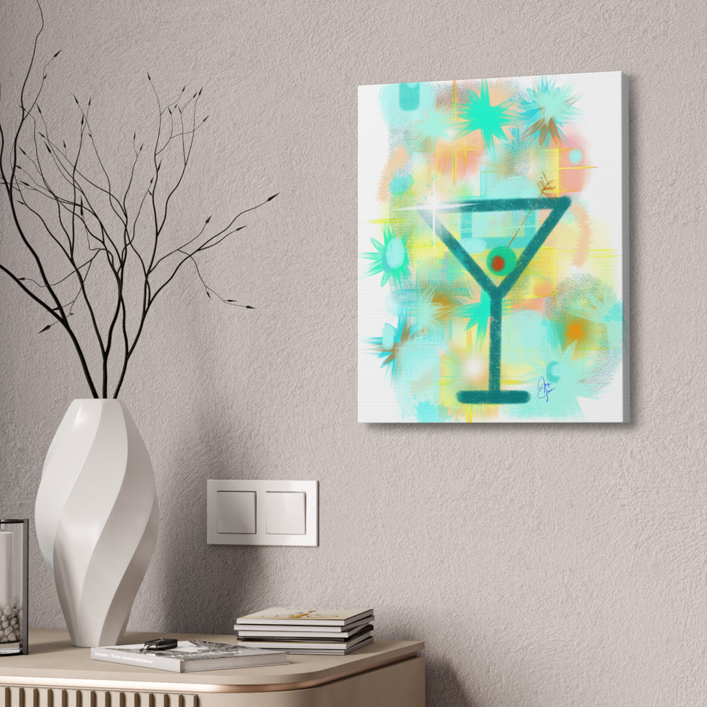 Martini Pop Art Canvas — Colorful Retro Cocktail Wall Art