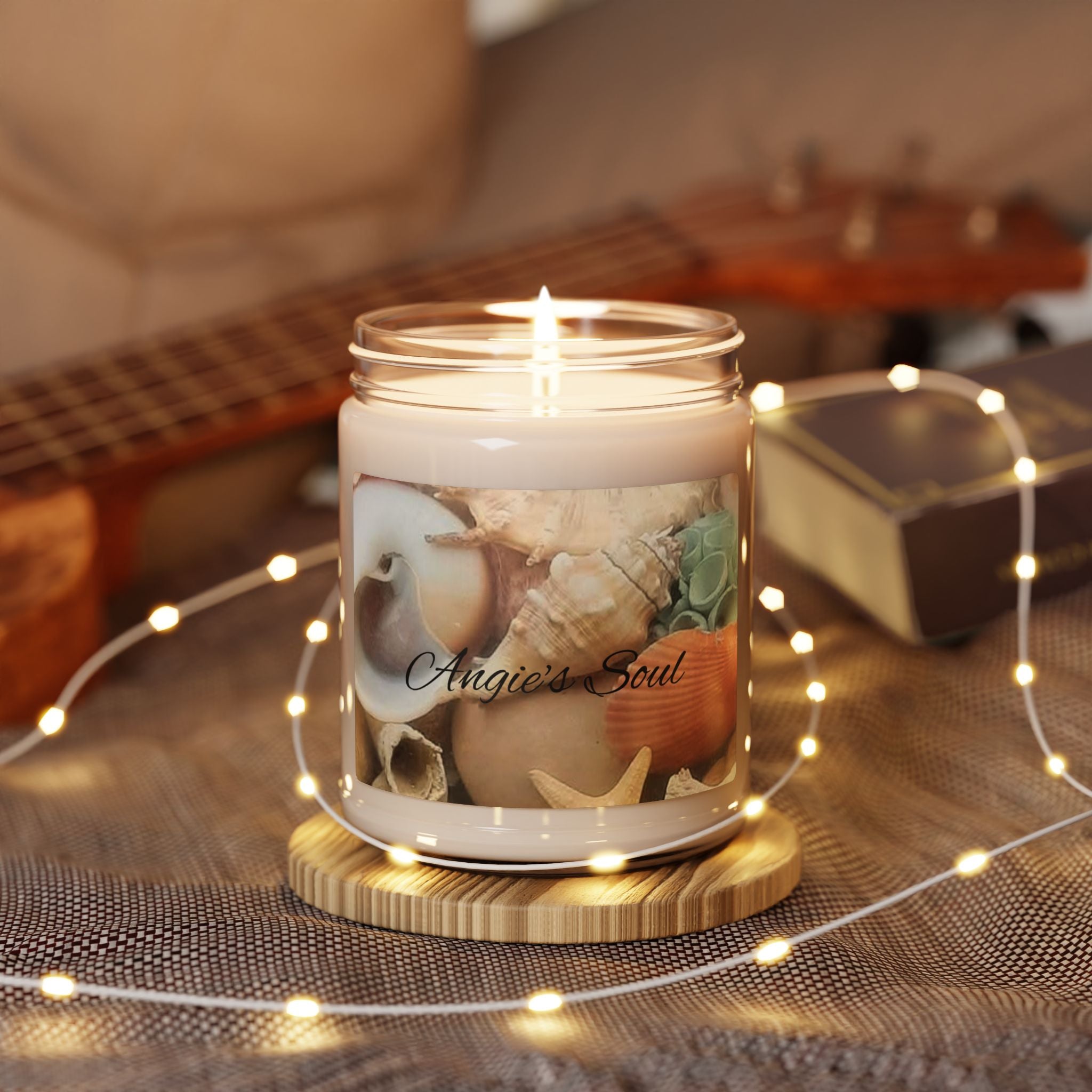 Seashell Soy Candle 9oz — 'Angie's Soul' Beach Scented Jar Candle