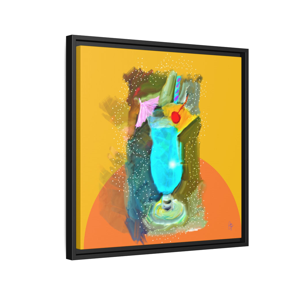 Tropical Blue Cocktail Canvas Print — Framed Matte Bar Art