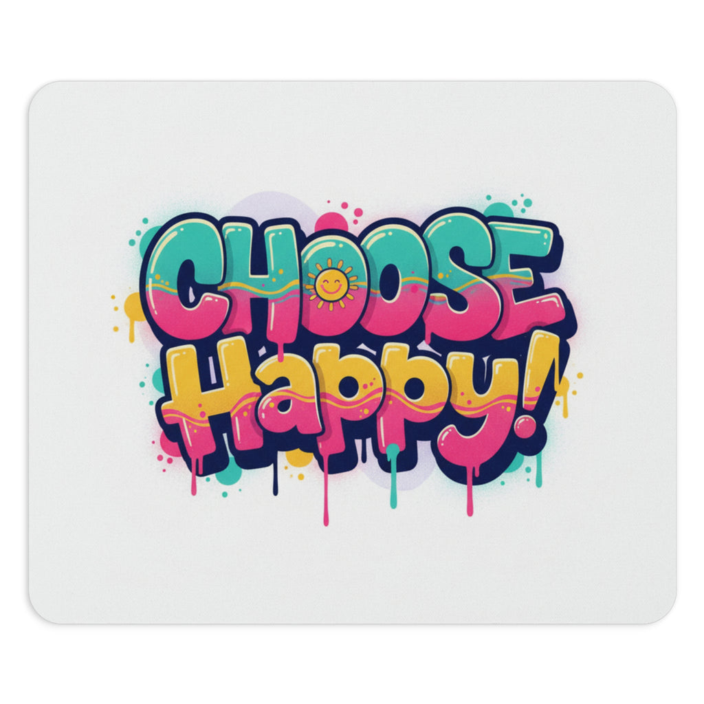 Choose Happy! Colorful Graffiti Mouse Pad — Motivational Desk Accessory
