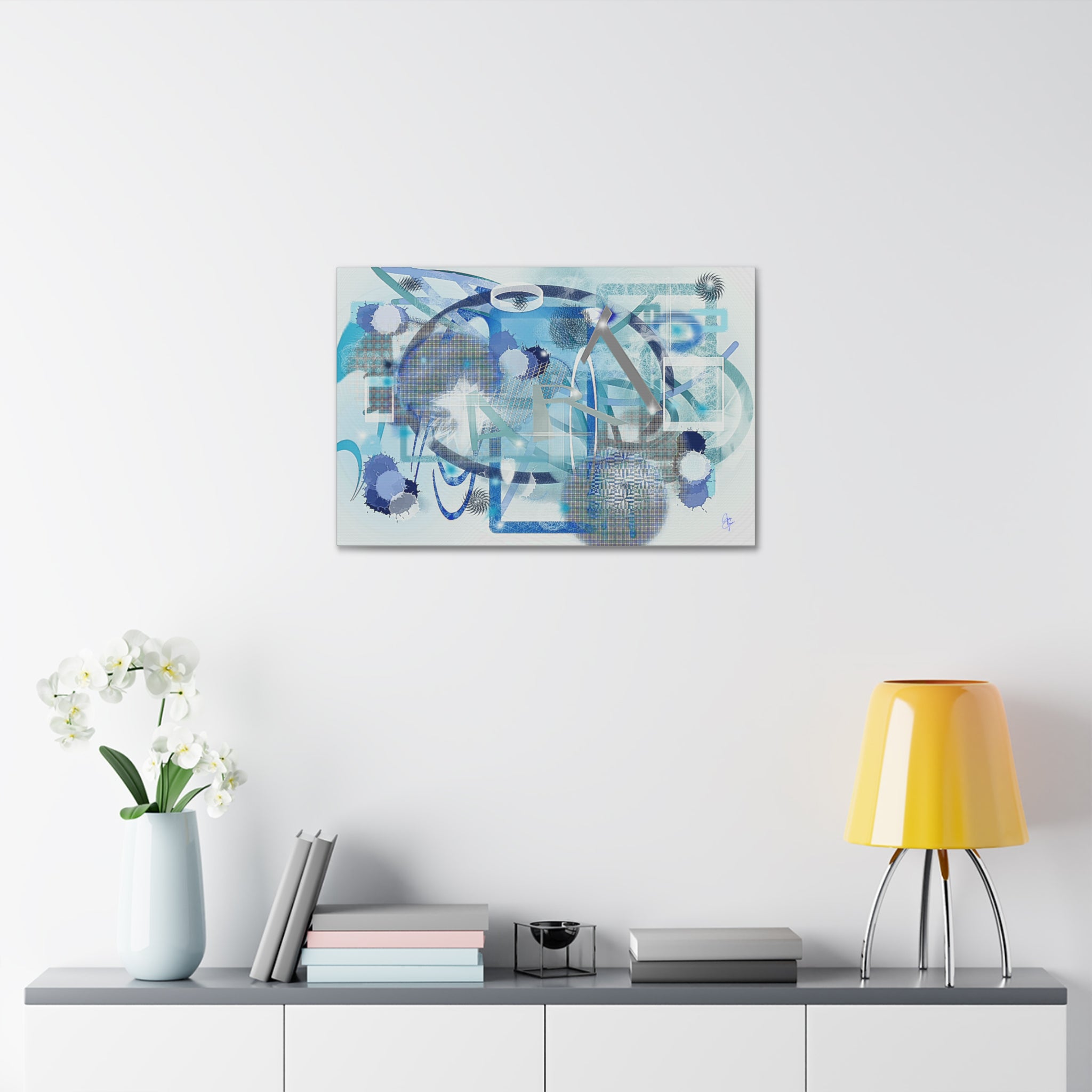 Abstract Blue Ocean Canvas Print – Modern Geometric Wall Art (Stretched 1.5")