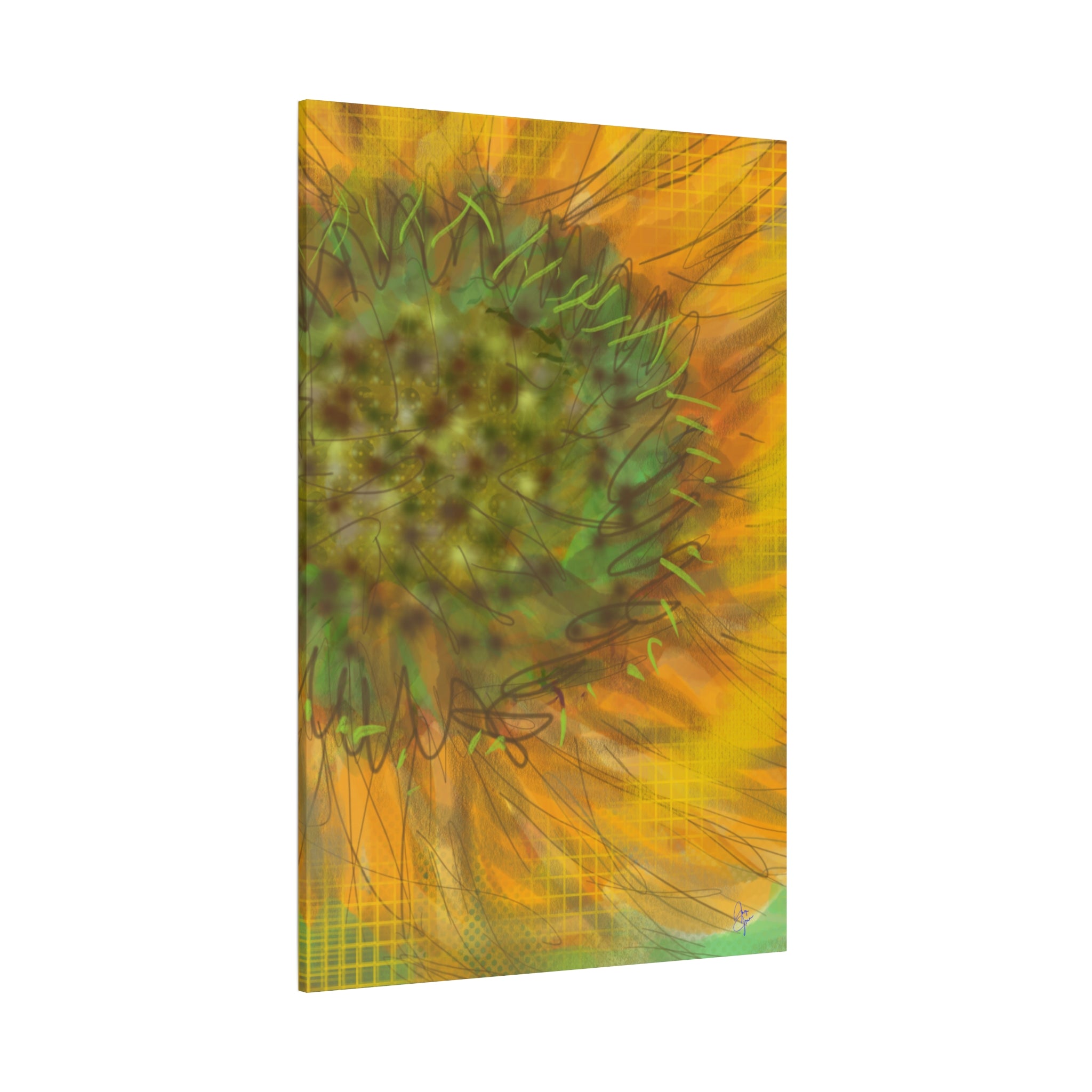 Sunflower Burst Matte Canvas Wall Art — Orange Stretched Canvas Print