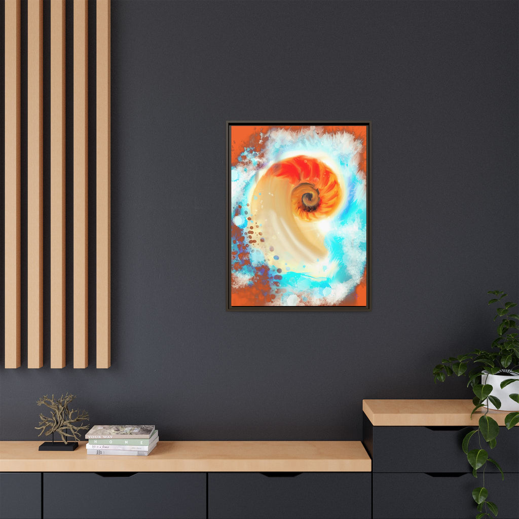 Framed Abstract Spiral Canvas Art — Vibrant Nautical Wave Print