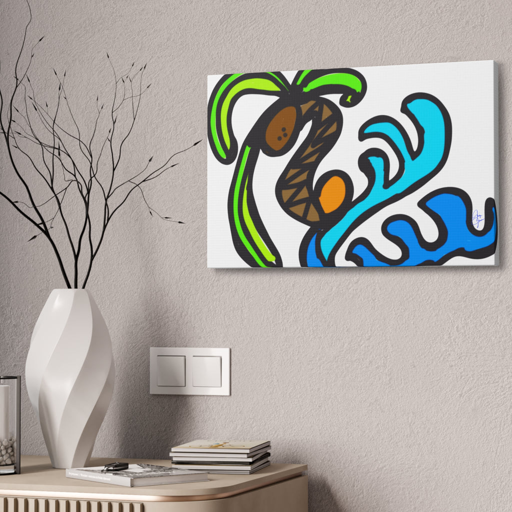 Stained Glass Beach Canvas — Whimsical Seaside Wall Art