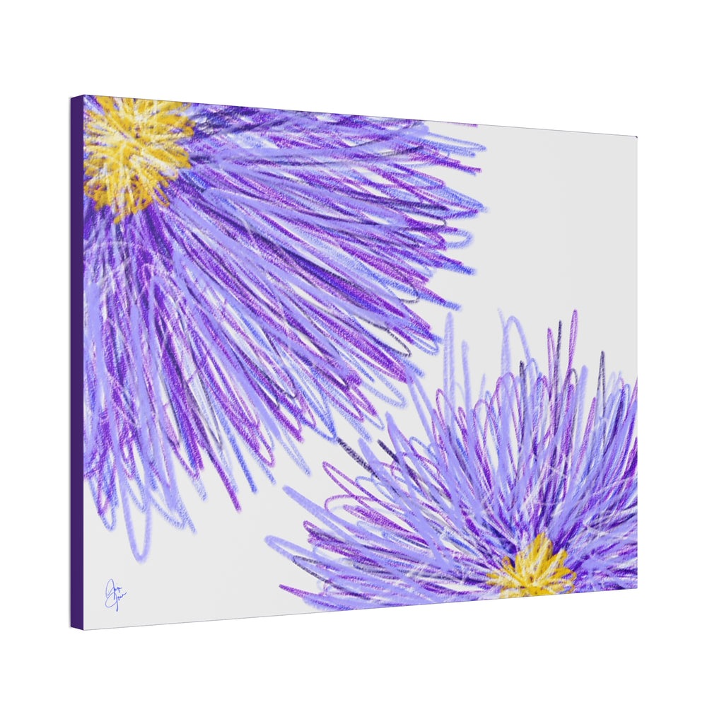 Purple Aster Floral Canvas Wrap – Vibrant Botanical Wall Art, 1.5" Stretched