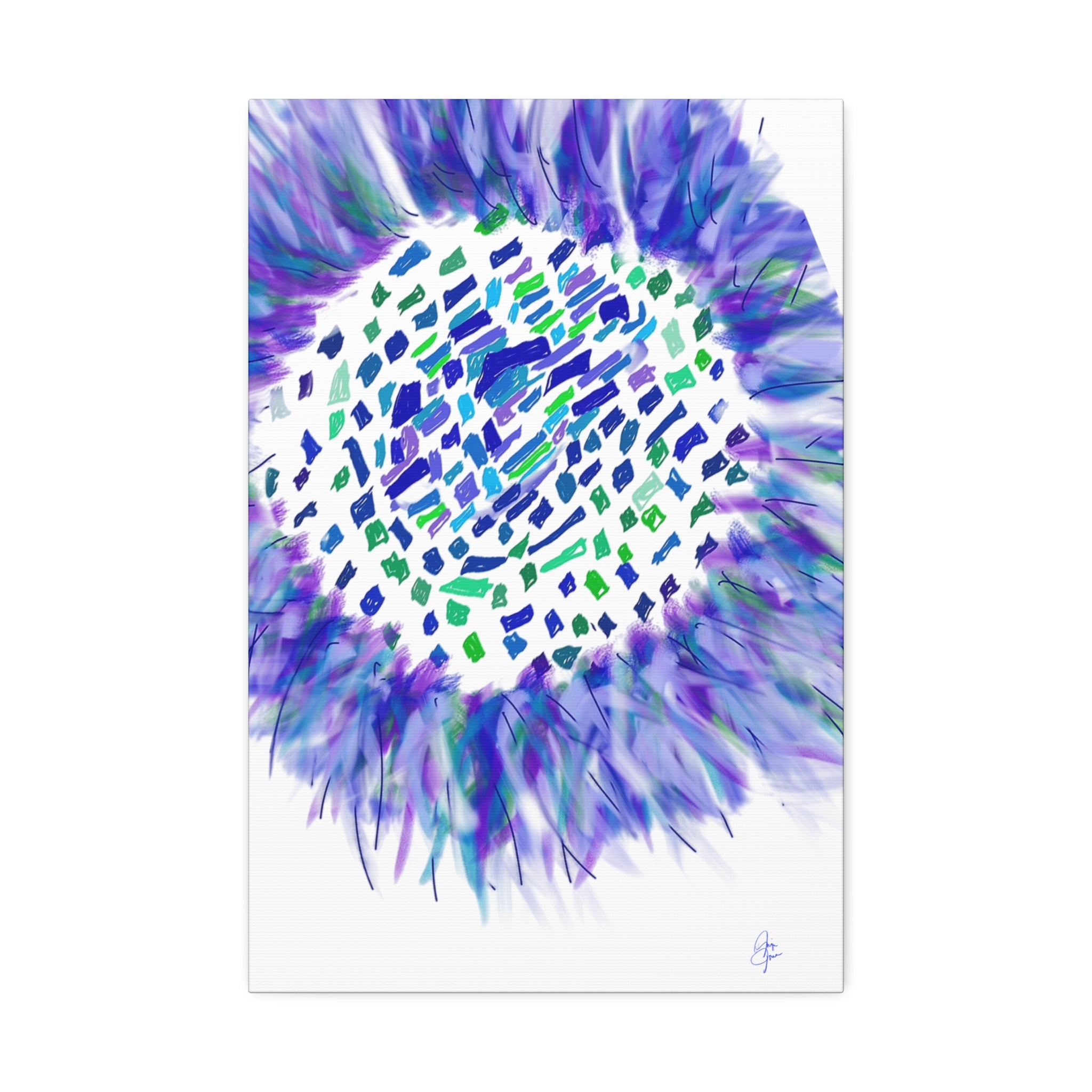 Abstract Blue-Purple Burst Canvas Stretched Art