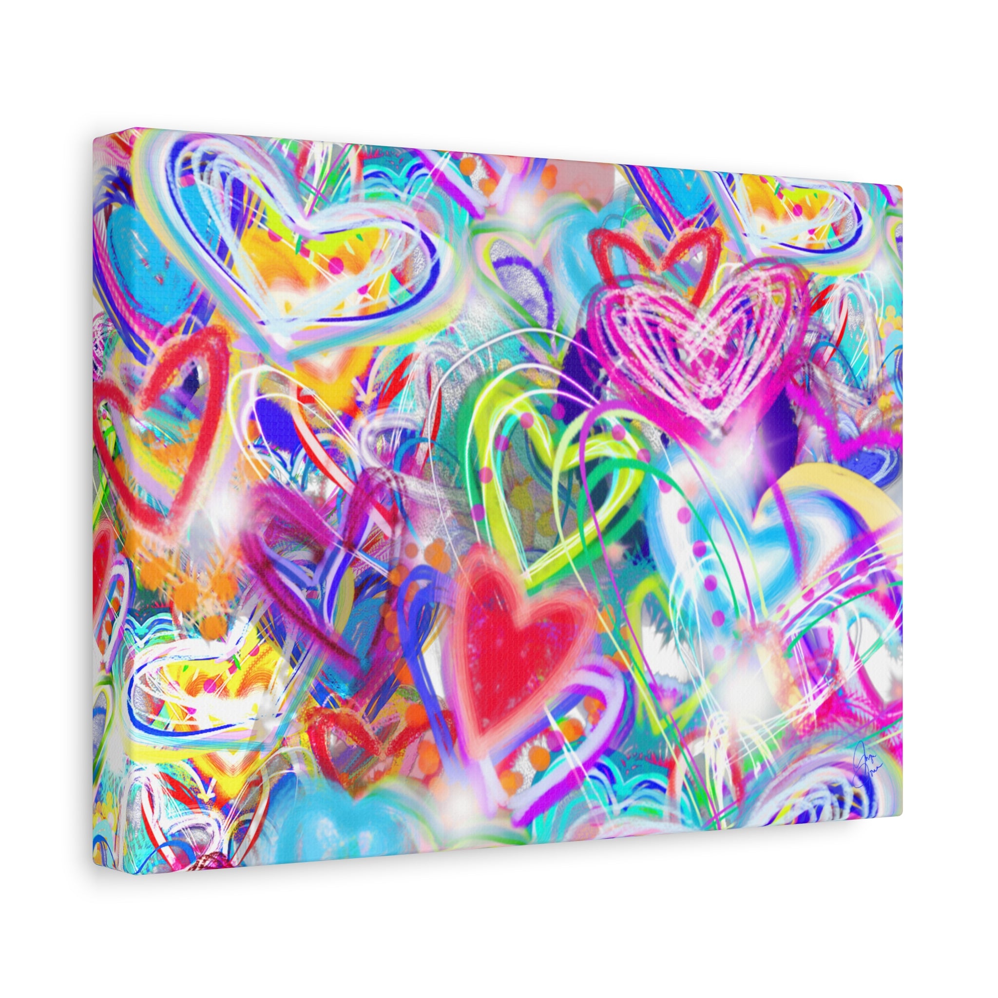 Colorful Heart Graffiti Matte Canvas