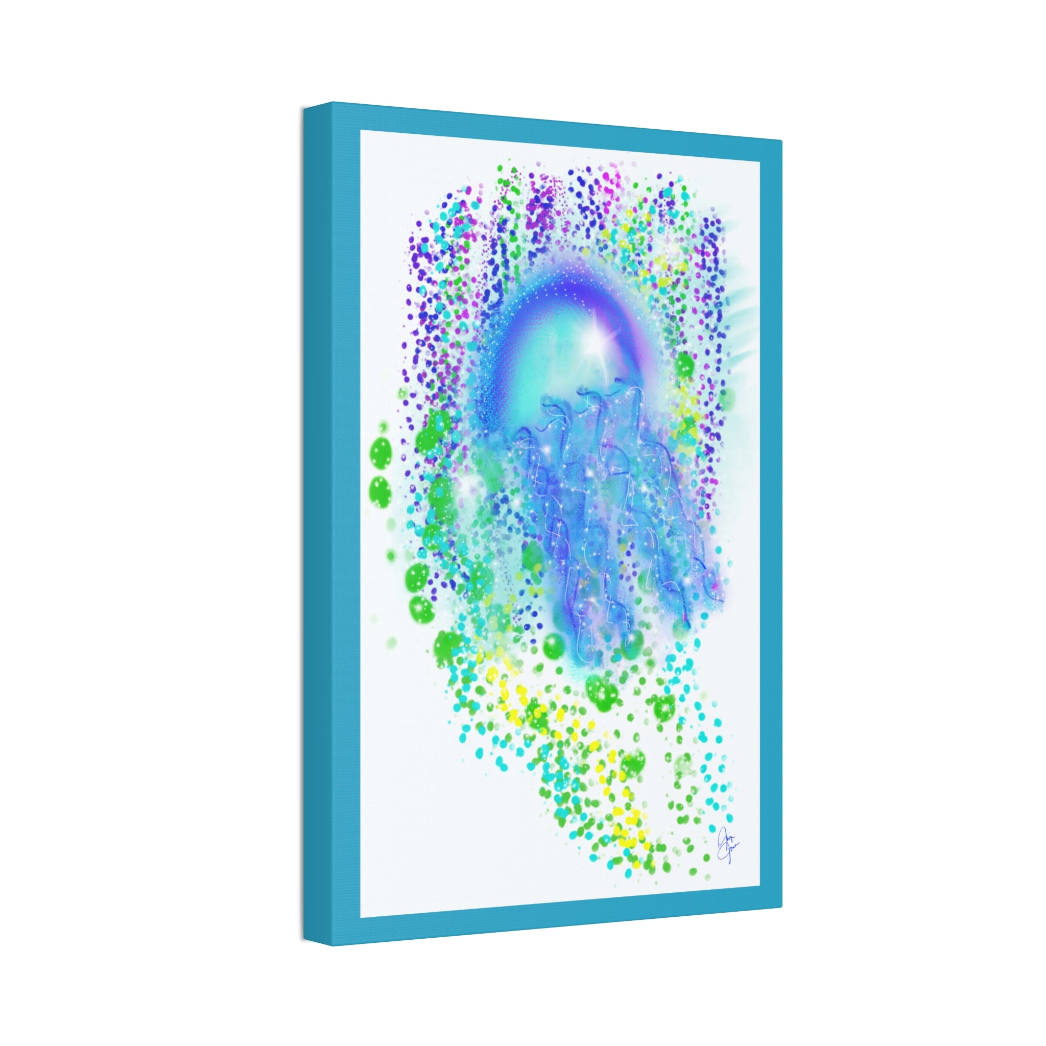 Blue Jellyfish Canvas Wall Art – Stretched 1.5" Ocean Abstract Print